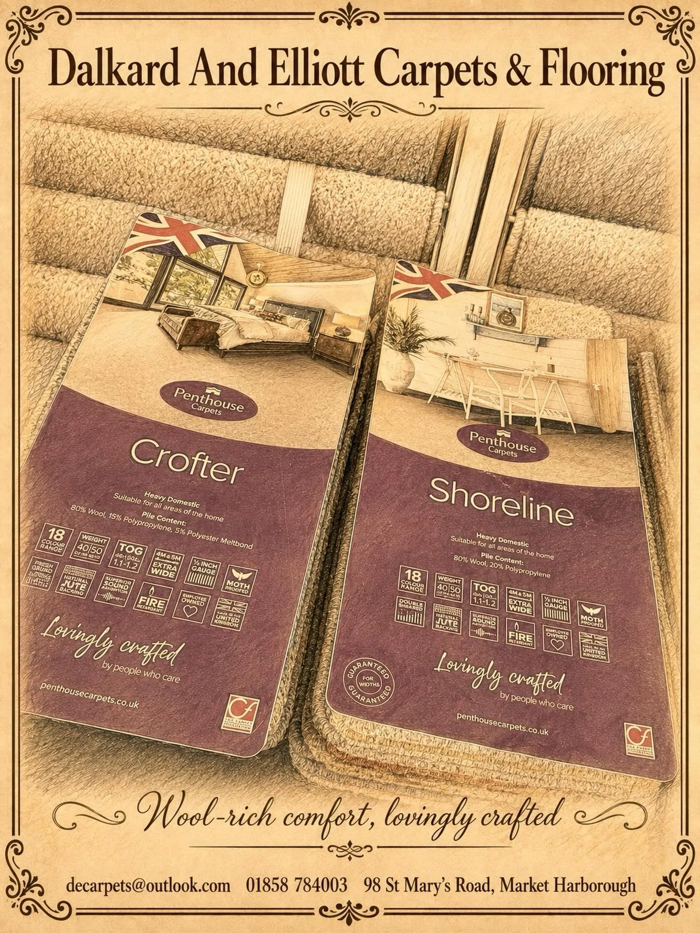 @penthousecarpets Beautiful carpets, vinyl and LVT flooring in Market Harborough. Visit Dalkard &amp; Elliott Carpets &amp; Flooring for friendly advice, quality flooring, free measuring and a relaxed showroom experience.

#MarketHarborough
#CarpetSh
