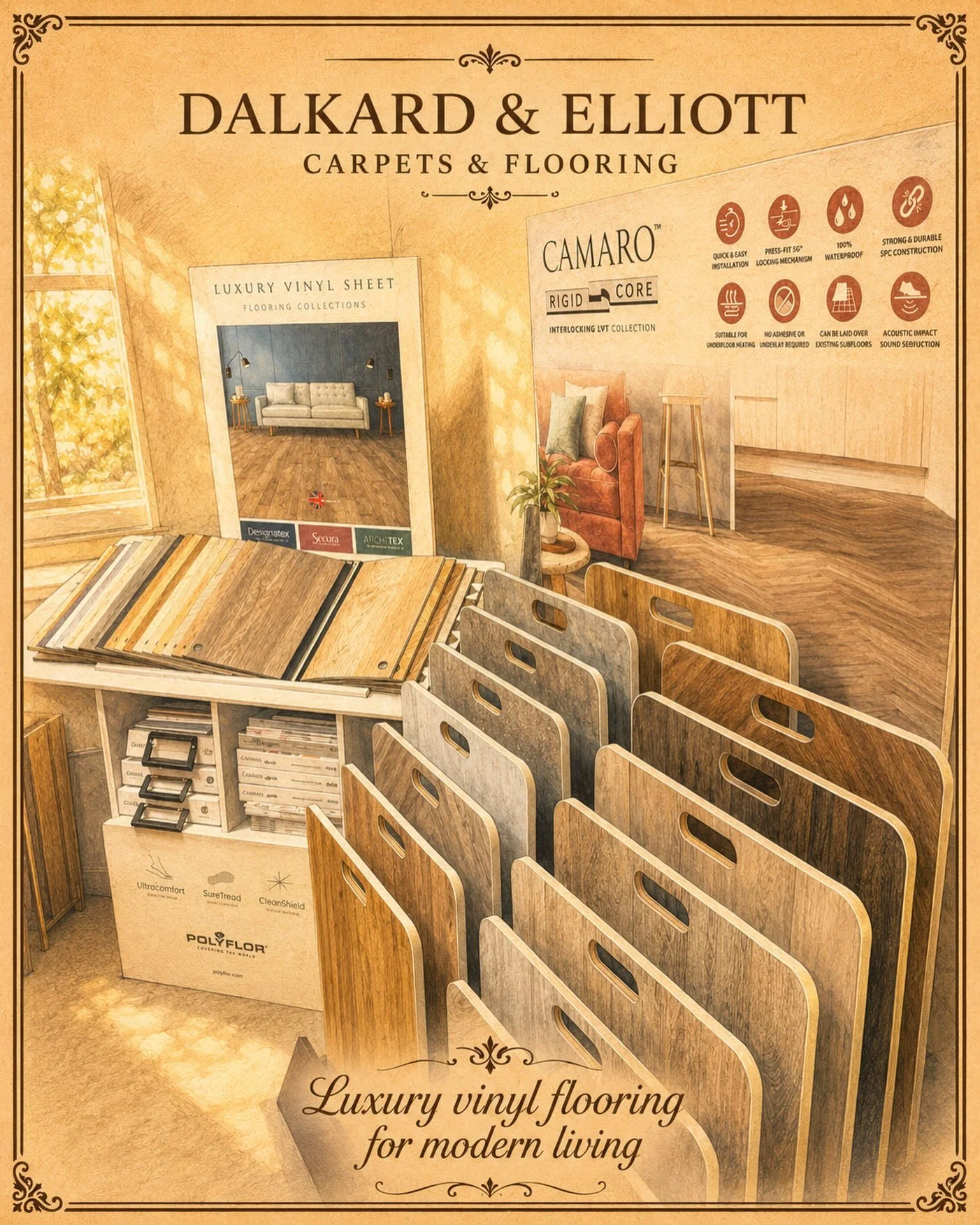 Dalkard &amp; Elliott Carpets &amp; Flooring in Market Harborough.

Proud to help customers across Market Harborough find beautiful flooring for every style of home.

#MarketHarborough #LeicestershireBusiness #ShopLocalUK #CarpetsAndFlooring #interio