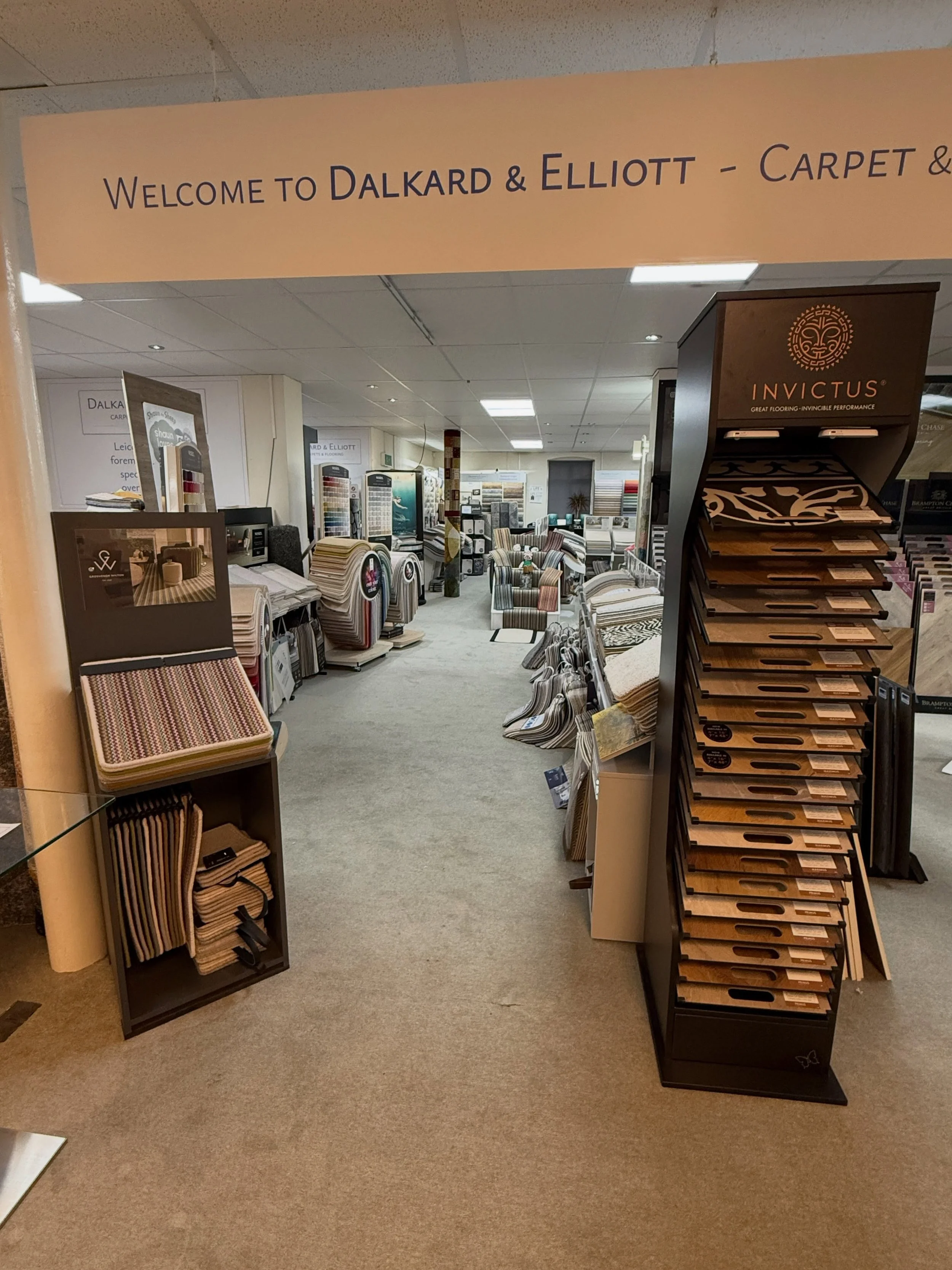 Welcome to Dalkard &amp; Elliott carpets &amp; flooring in market Harborough 

Come and browse our carpet, LVT, Vinyl, Laminate and rug collections here at Dalkard &amp; Elliott. Our manager George who has over 50 years of experience as a fitter and 
