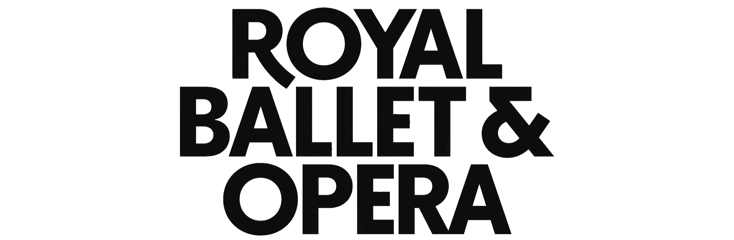 Black text reading 'Royal Ballet & Opera' arranged vertically on a dark background.