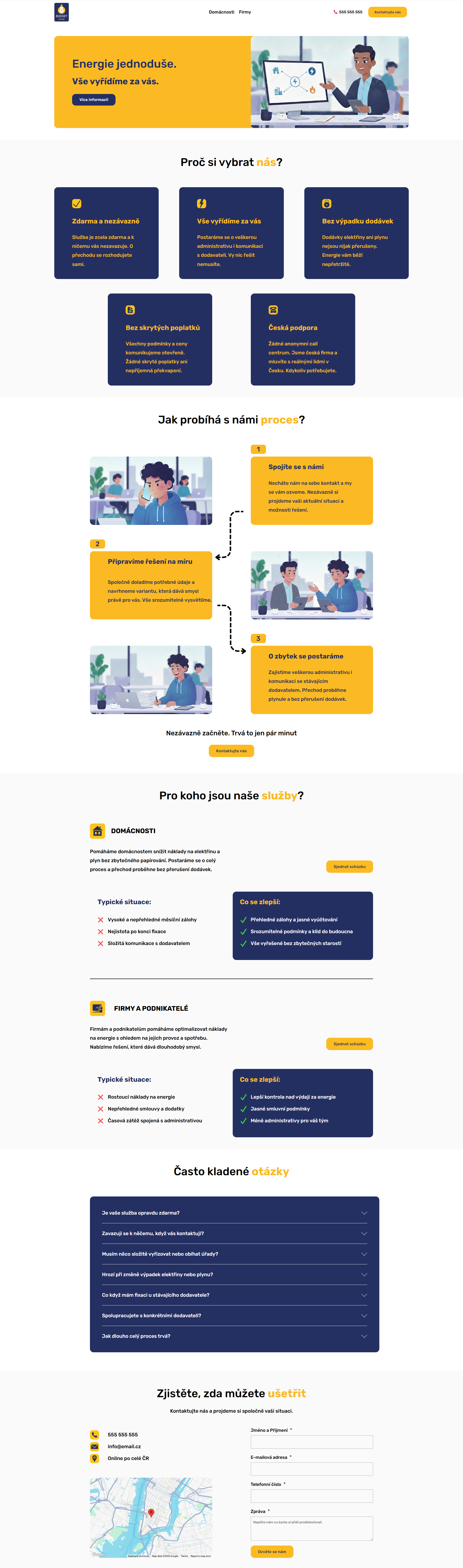 website for a company that provides energy with blue and yellow colors
