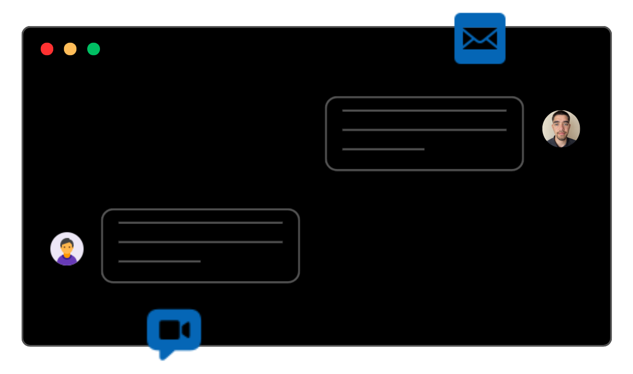 animated picture of chat with a customer and david (davio design)