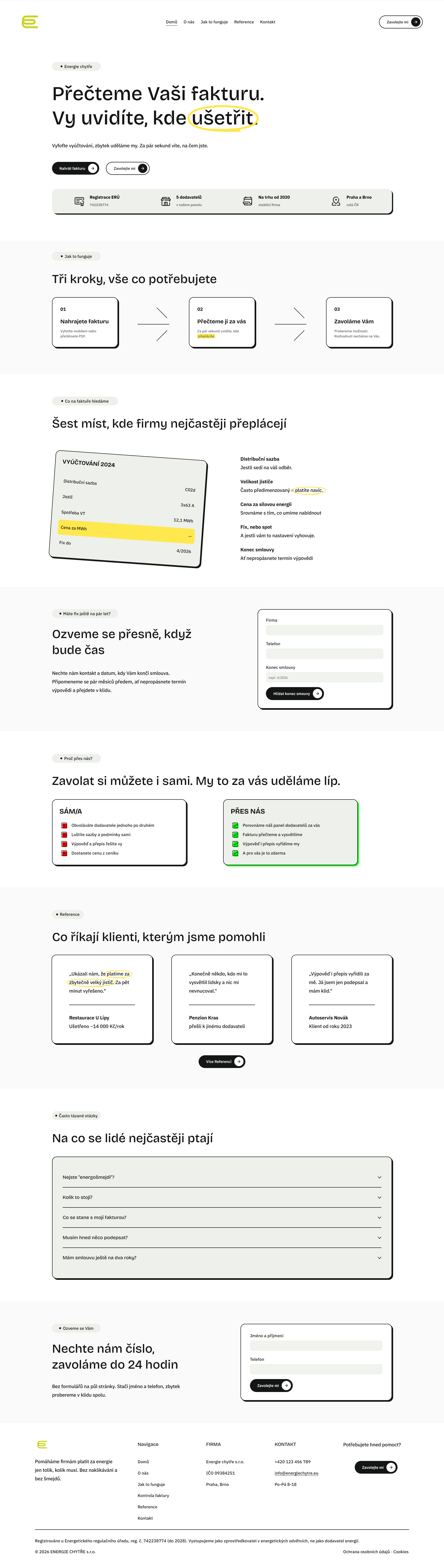 website for a energy consulting company with modern design, black and white typography