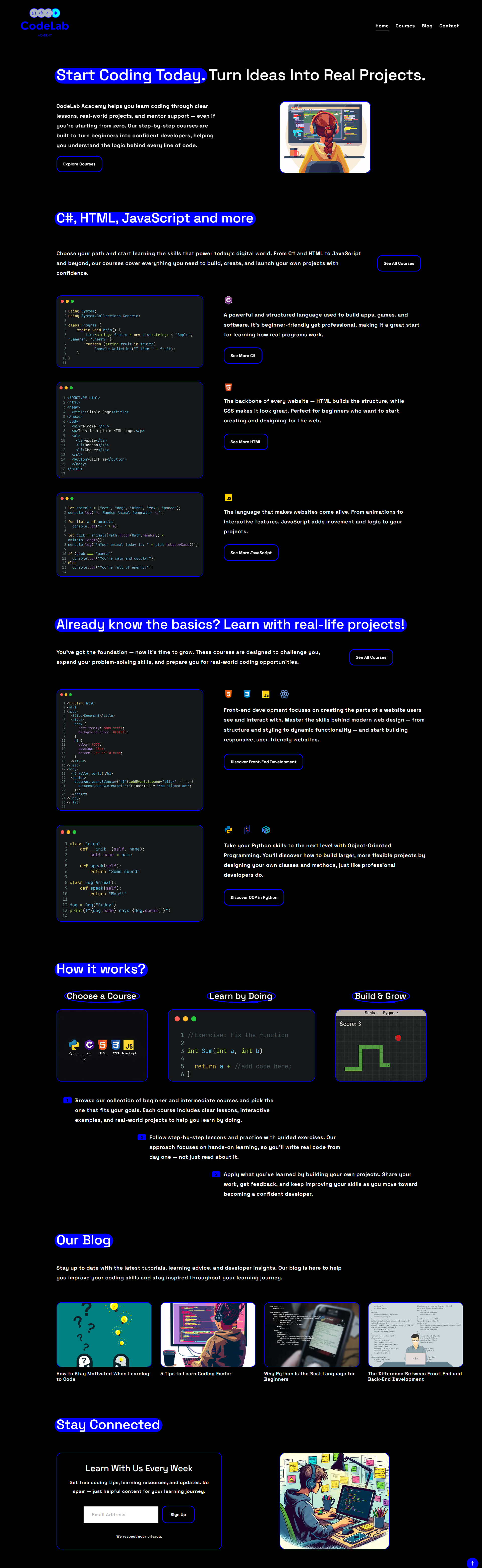 website that is for an academy that teaches people how to code