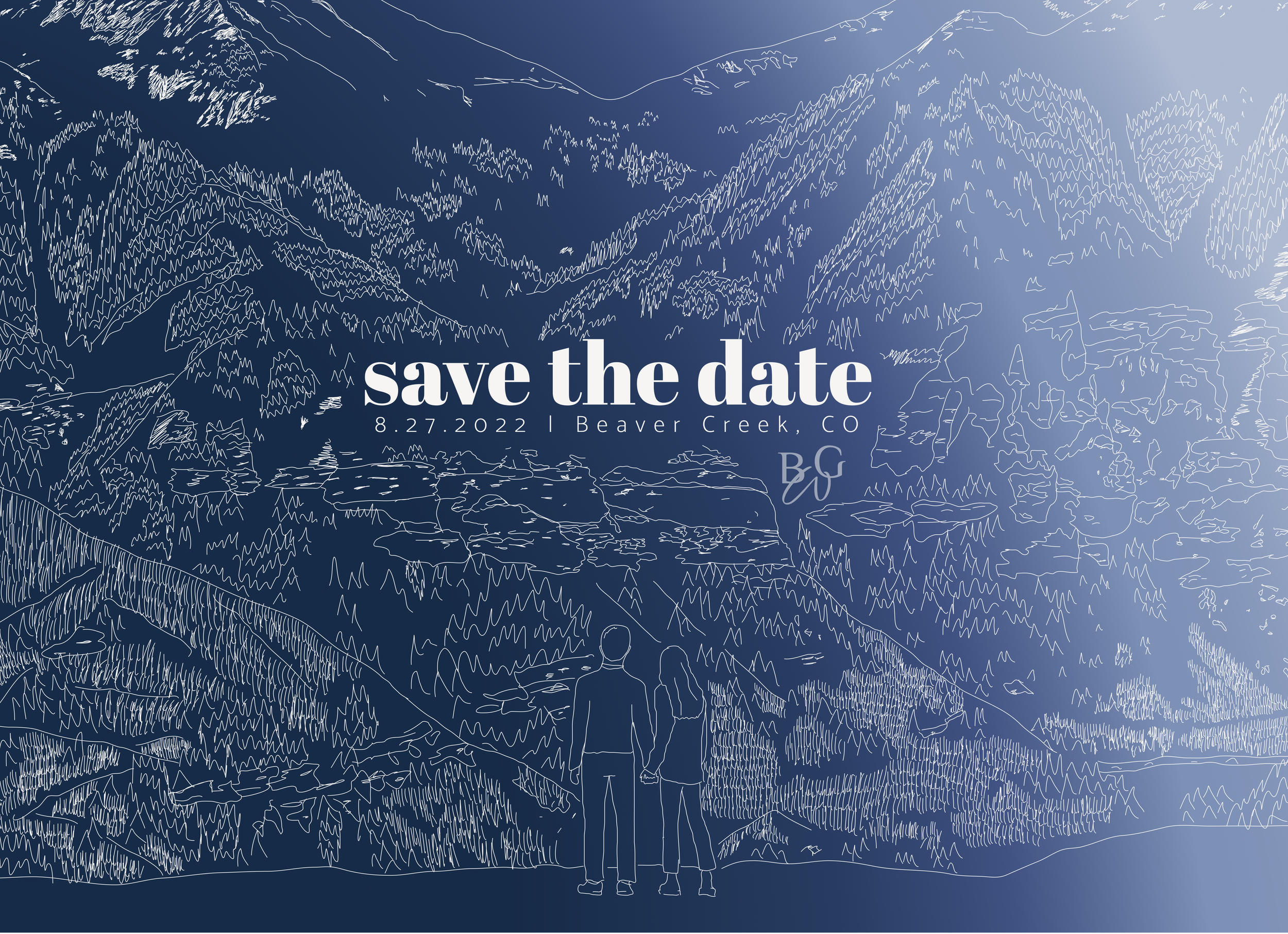 visual design for save the date printed card (front)