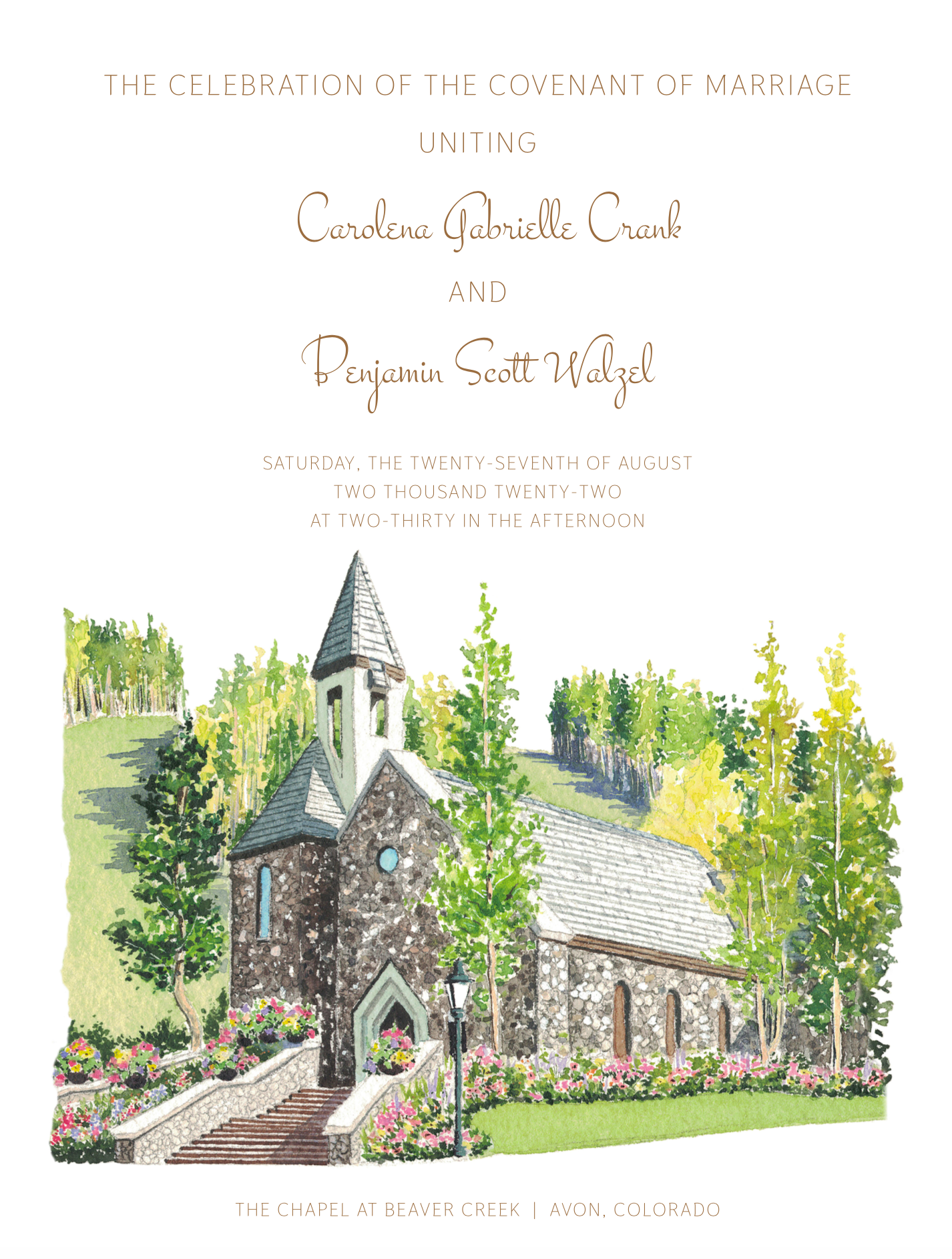 graphic design of wedding ceremony program (front page)