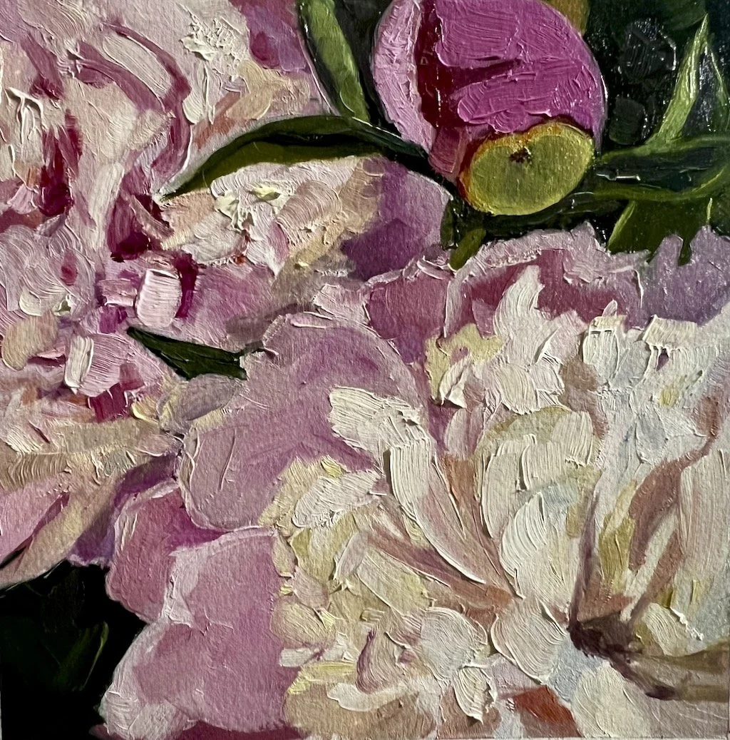 Peony Explosion
10x10, oil on paper, mounted on board