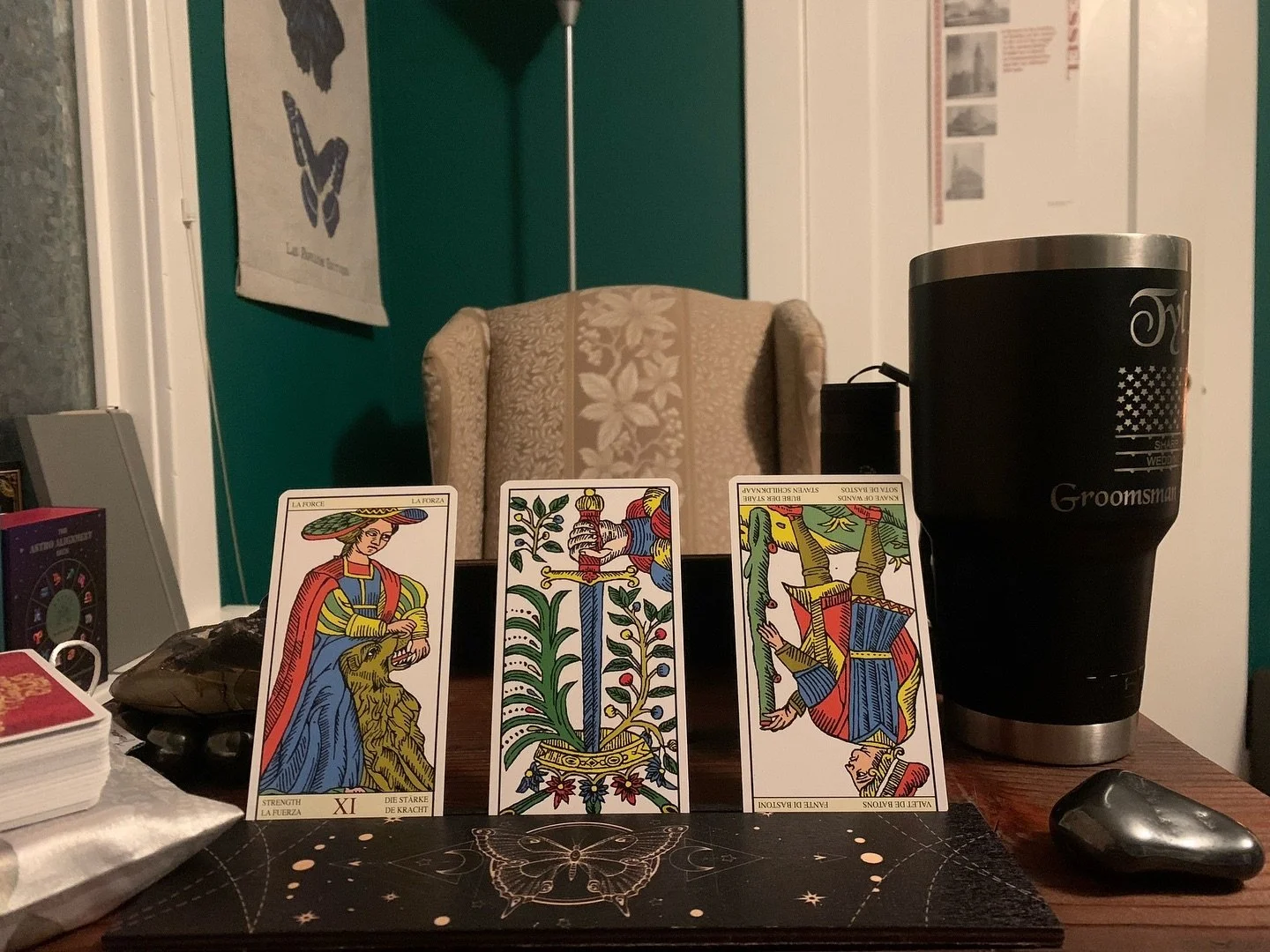 Tuesday, 31 December 2024 - say Goodbye 2 the Past &amp; Welcome the Present 

Card{s}: Strength, Ace of Swords {R}, Knave of Wands {R}
Energy: Hematite 
Ruling Number: 9
Chakra{s}: Root, Heart, &amp; Crown
Song: Stayin&rsquo; Alive {Bee Gees}, Night