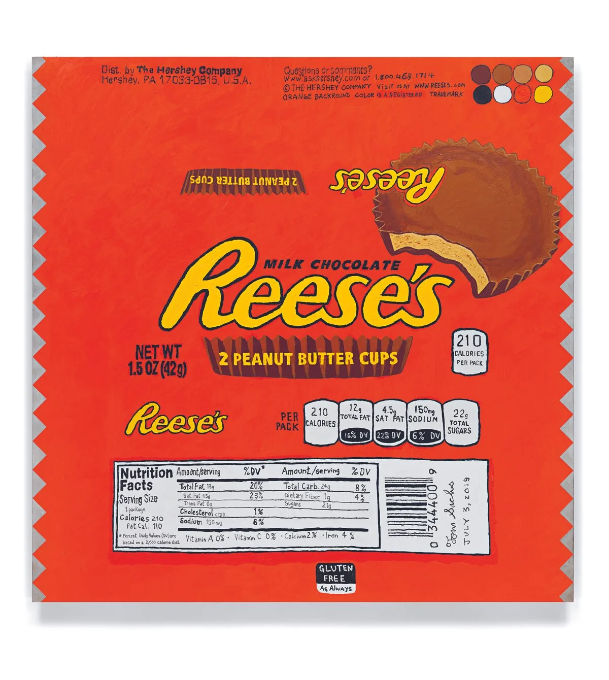  Tom Sachs,  Reese’s , 2019. Artwork © Tom Sachs (page 439) Synthetic polymer and palladium leaf on plywood; 84 × 84 in. 
