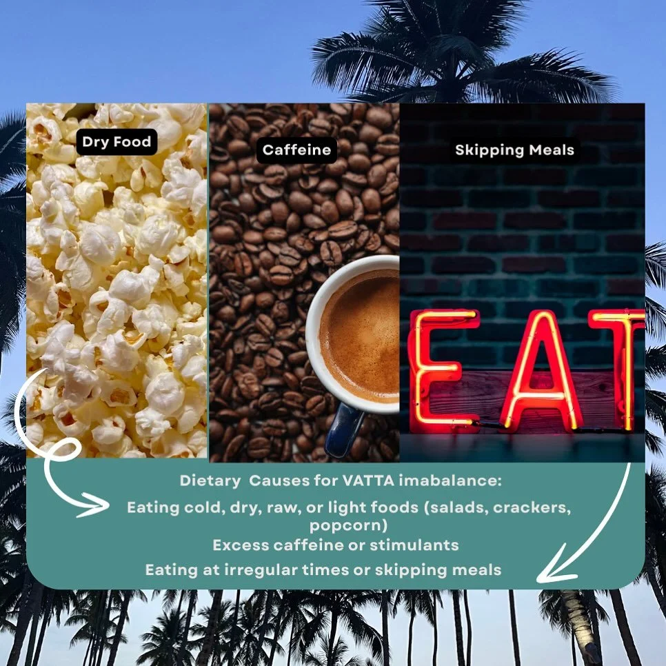 Feeling bloated, dry or low on energy lately?

According to Ayurveda these can be signs of vatta imbalance- often triggered by irregular eating habits, cold, raw foods, excessive caffeine. 

Do you notice these patterns showing up in your lifestyle? 