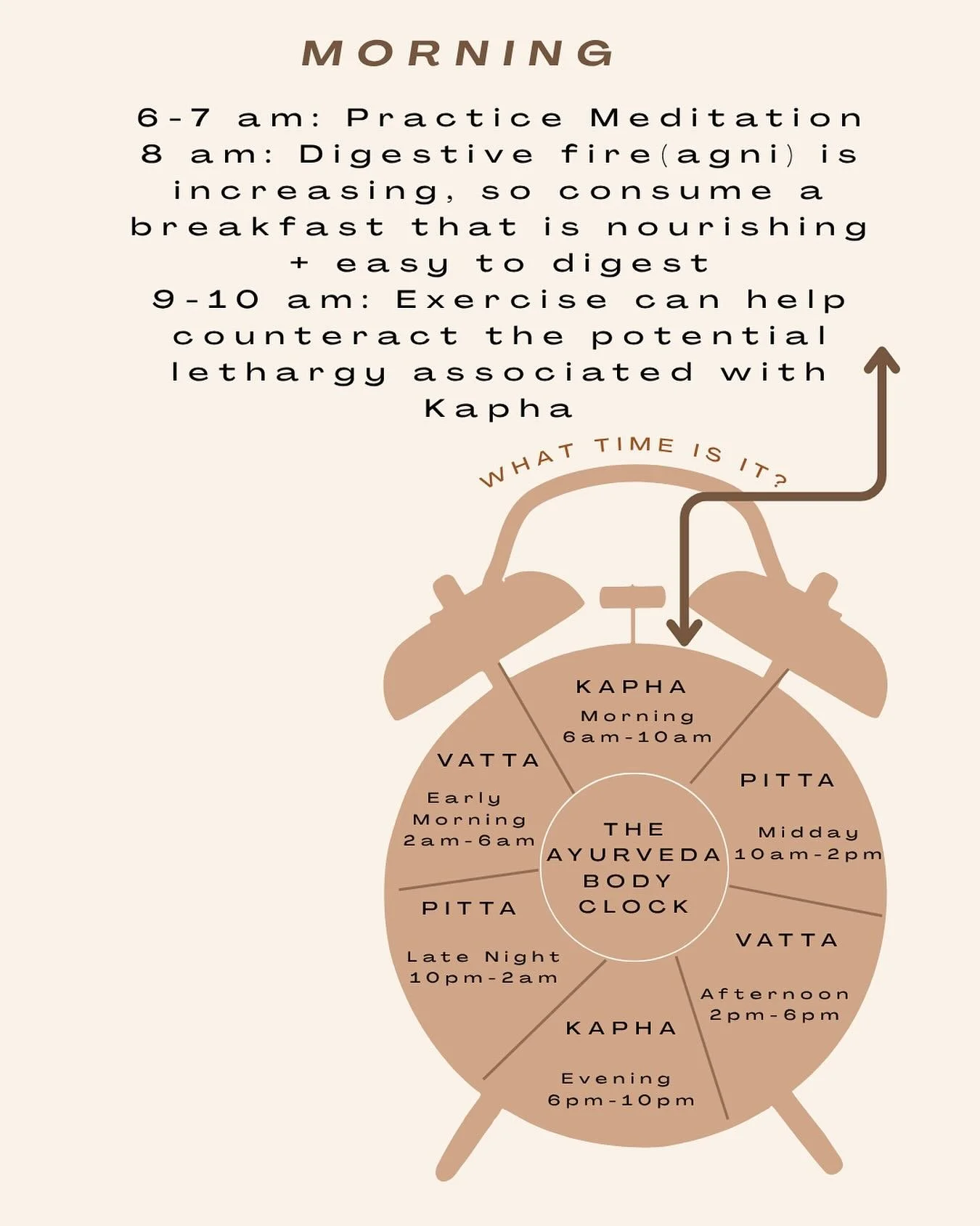 The morning hours 6-10am are governed by Kapha- this is the perfect time to awaken the body, get active and shake off the heaviness for a clear energized start🏃🏻&zwj;♀️