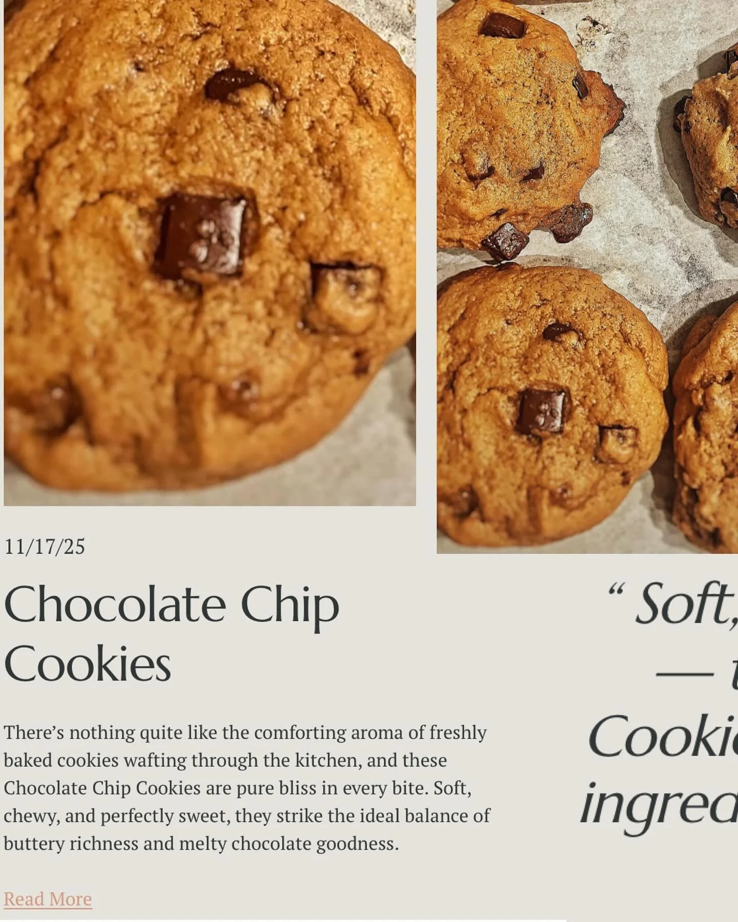 New Recipe Drop👇🏻

Say hello to these warm, chewy and utterly scrumptious cookies- the perfect mix of comfort and indulgent. 

Soft, buttery and dotted with chocolate, they are sweet enough to satisfy your cravings and cozy enough to keep you comin