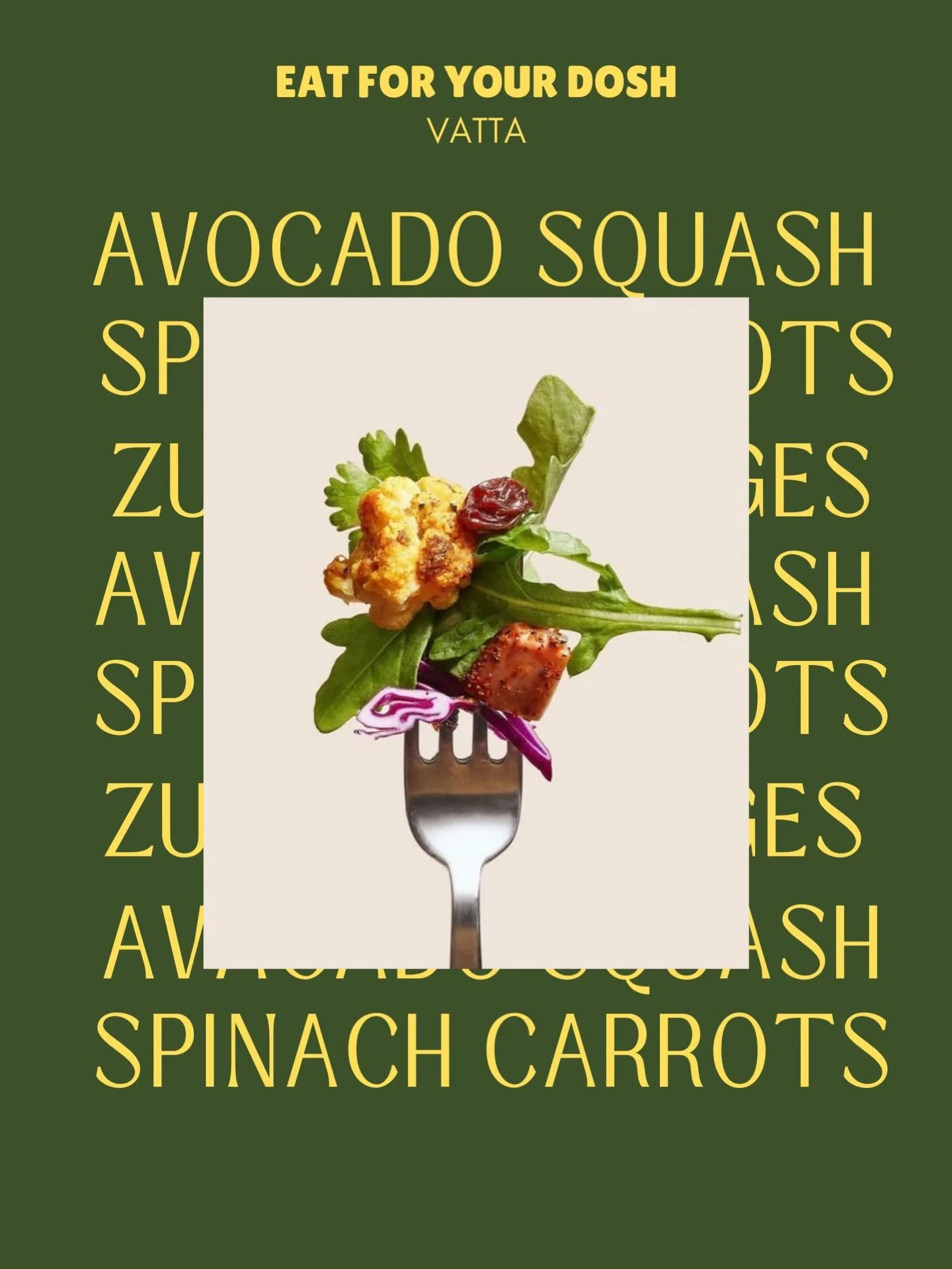 Vatta energy thrives on warmth, softness and stability. 

Think avocado, squash, sweet root veggies, leafy greens, zucchini, mango, orange, guava, peaches - all grounding foods that calm the mind and steady the body🧘🏻&zwj;♀️

Eat for your dosha, ea