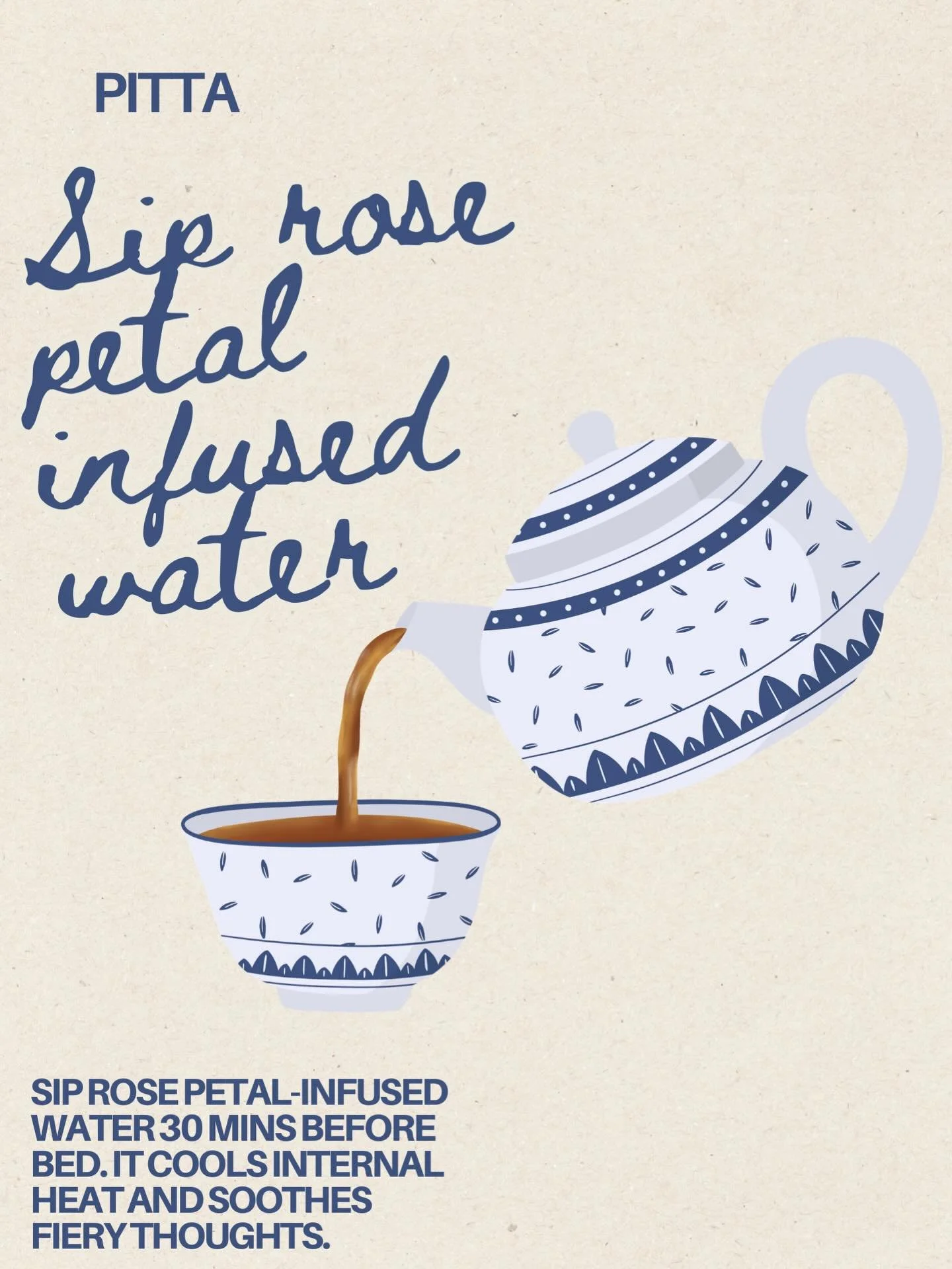 A calming nightly ritual: Sip rose petal infused water letting it's gentle coolness settle within.

Soothe your Pitta energy and quiet the mind&rsquo;s fire for a restorative sleep🌙