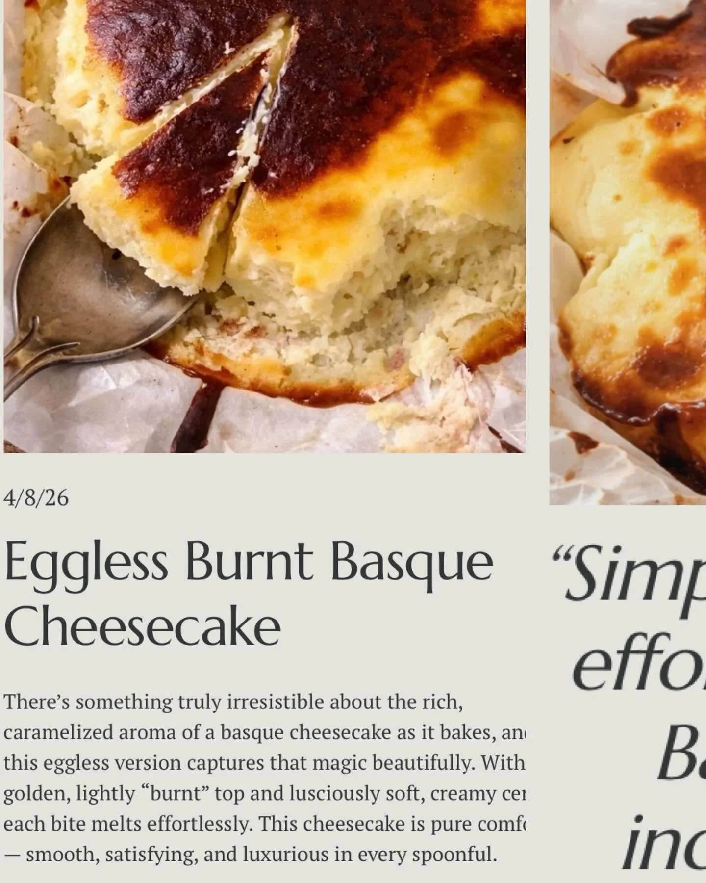 New Recipe Drop👇🏻

Say hello to this irresistibly indulgent Eggless Burnt Basque Cheesecake- the perfect blend of simplicity and creamy decadence. 

A beautifully caramelized top with a soft melt in your mouth center makes every bite deeply satisfy