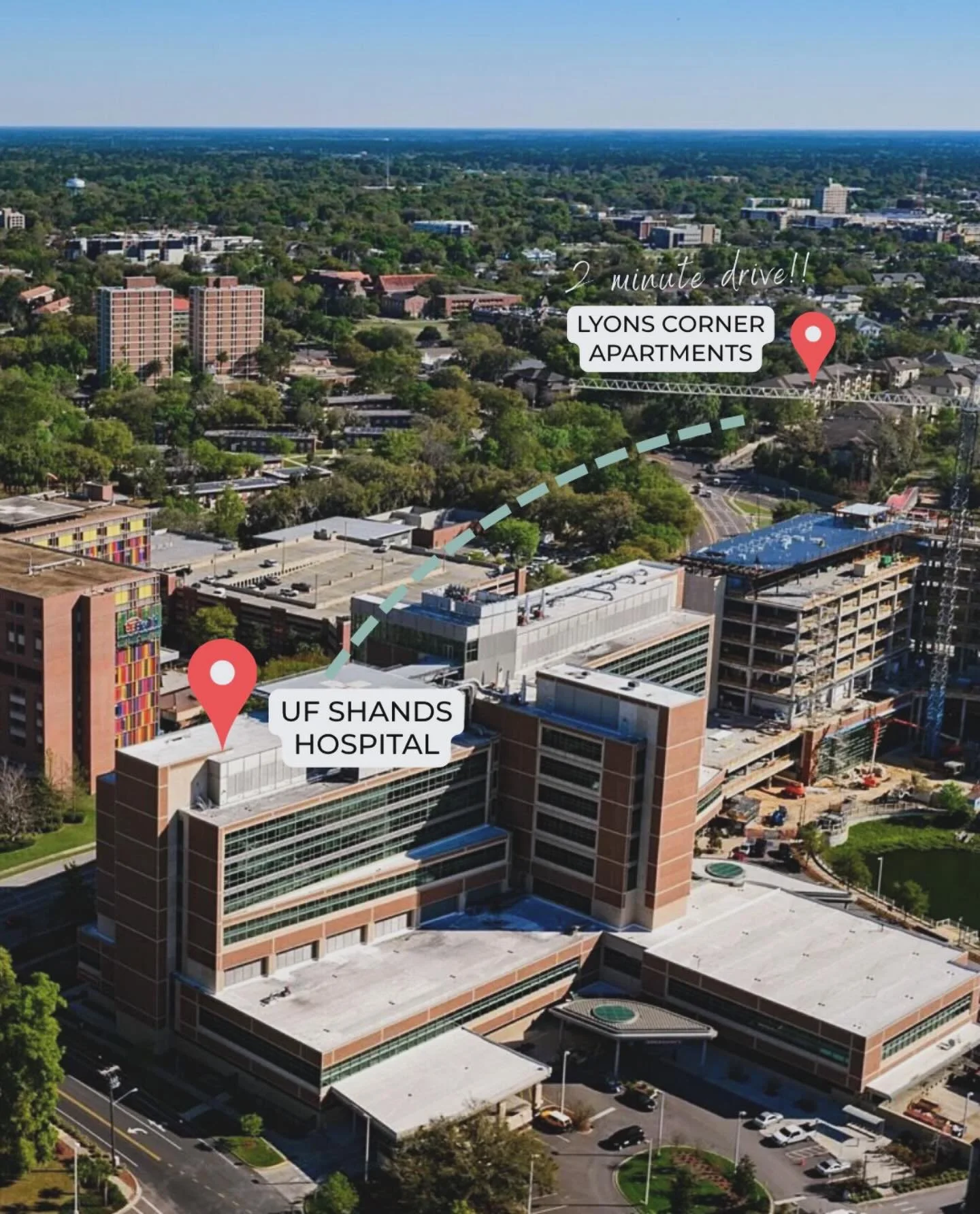 Closer than you think 📍

Just minutes from UF Health Shands Hospital and right by campus&mdash;Lyons Corner puts you exactly where you need to be, without the long commute. #ufhousing #gainesvillefl