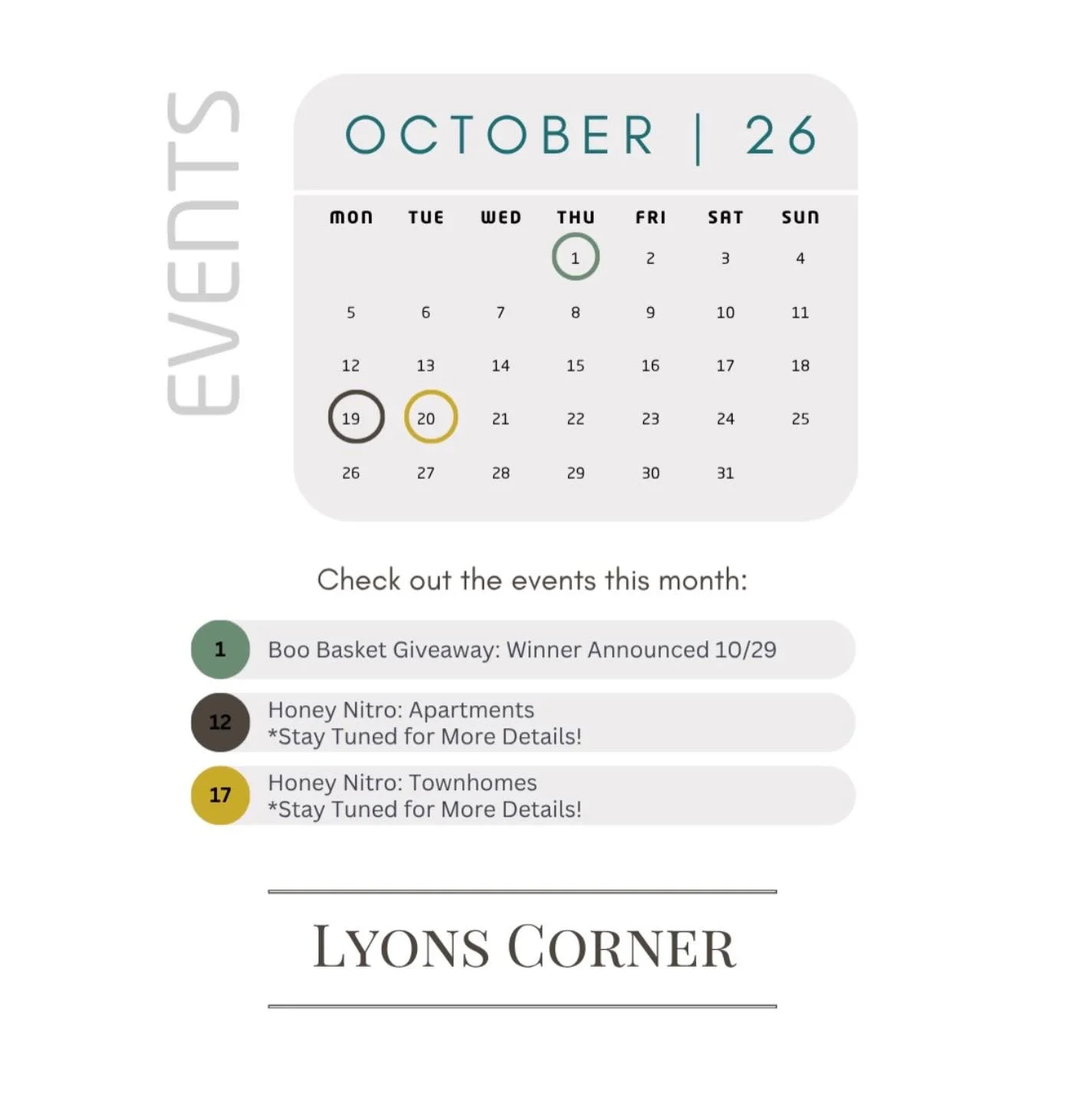 Check out the Resident Events for October!🎃