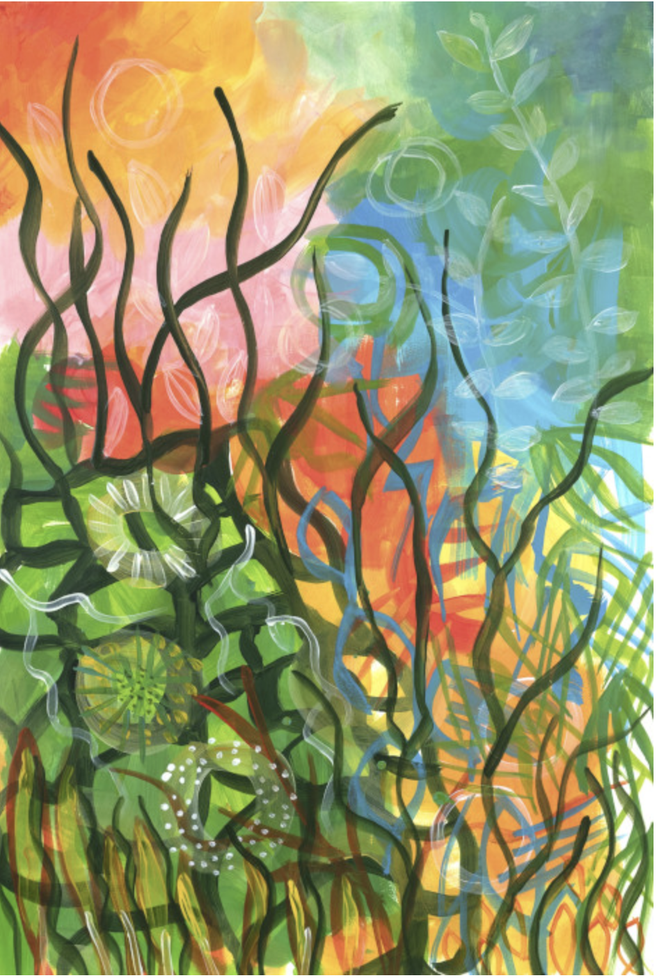 Adjoa Jackson Burrowes - of Blade and Leaf... Healing Connection 2024, 20 x 28