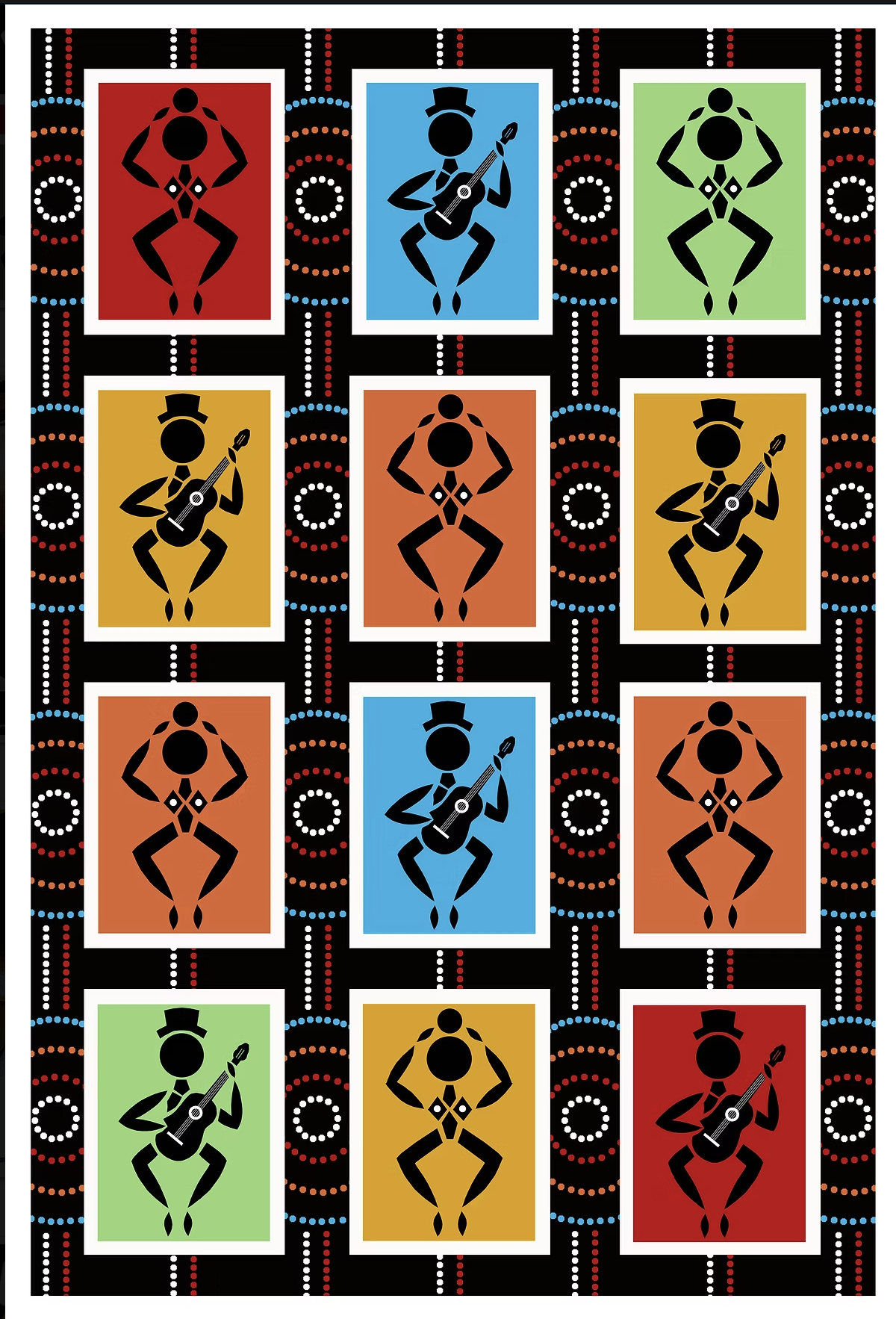 Summer Brown Abstract Dancing Figures 1