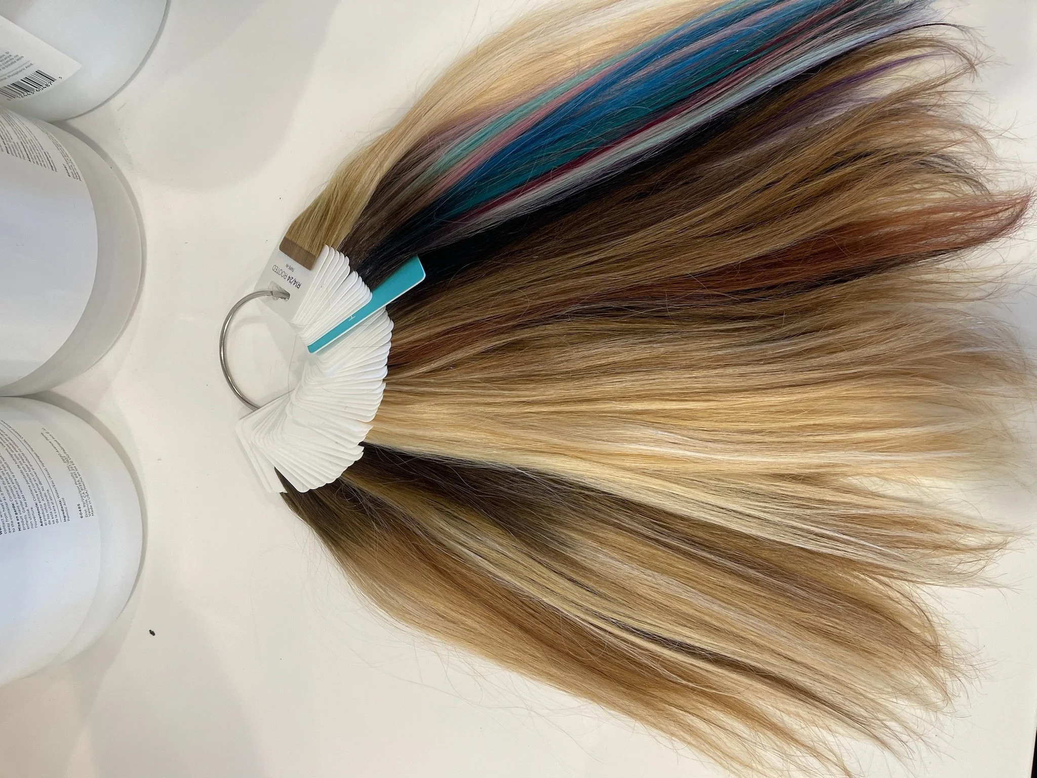 Luxury hair extension swatch sample for blondes, brunettes.