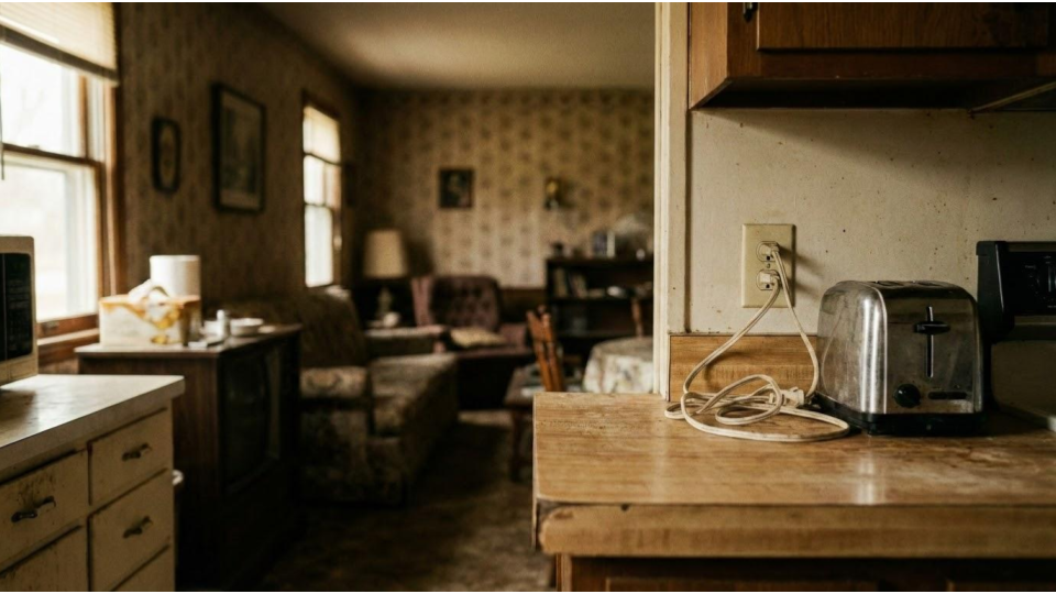 An older home kitchen renovation, illustrating the challenge of updating "existing non-conforming" spaces to meet modern building codes.