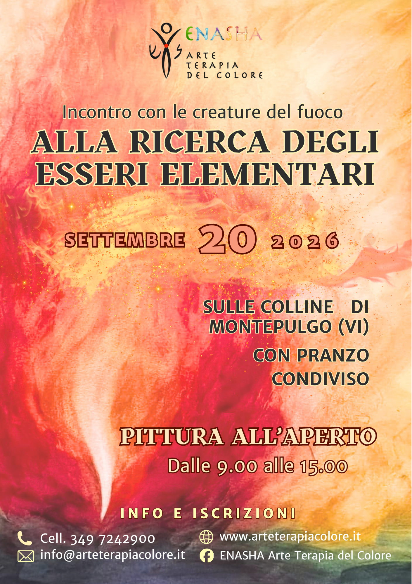 Incontro di Arte Terapia del Colore dedicato agli Esseri Elementari del Fuoco e alle Salamandre nella natura di Montepulgo, Vicenza.