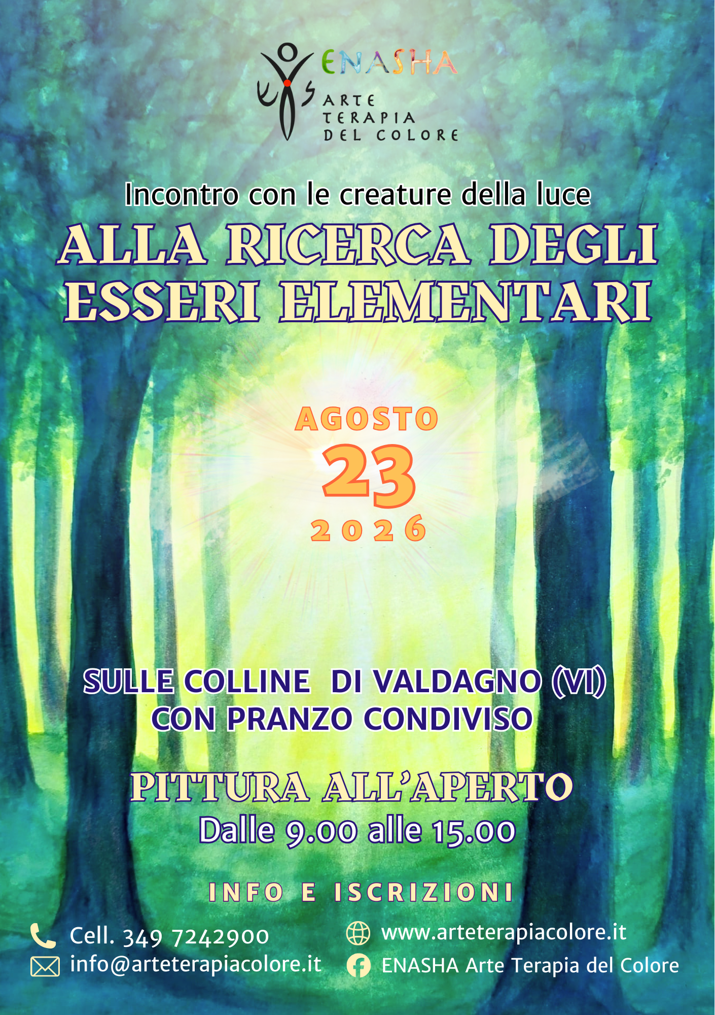 Laboratorio di Arte Terapia del Colore dedicato agli Esseri della Luce – Le Silfidi, immersi nella natura sulle colline di Altissimo (Vicenza).
