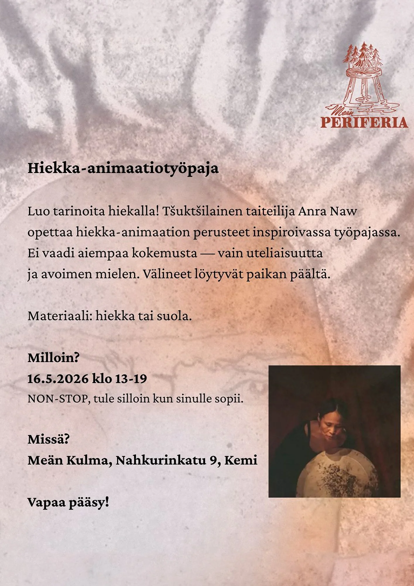 Anra Naw: Hiekka-animaatiotyöpaja