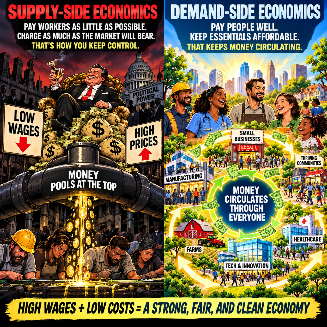 Supply side economy versus demand side economy