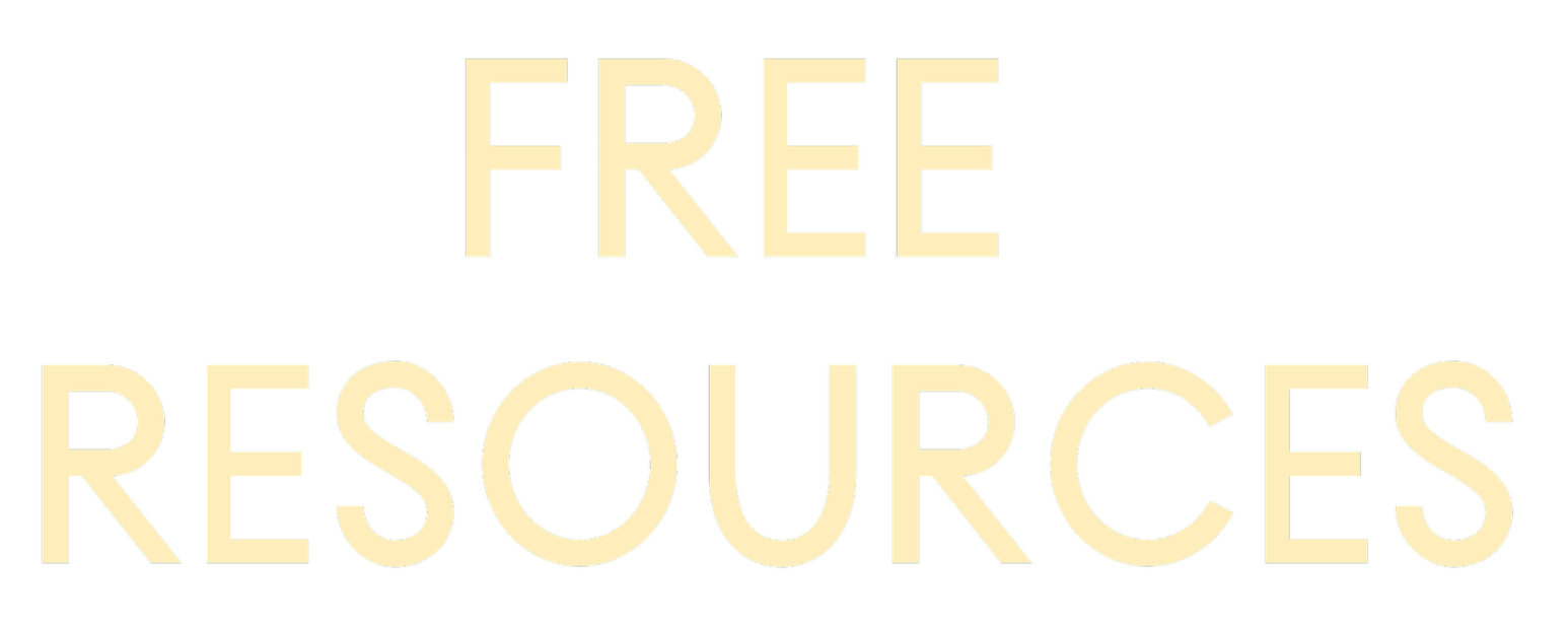 Text that reads 'FREE RESOURCES' on a black background.