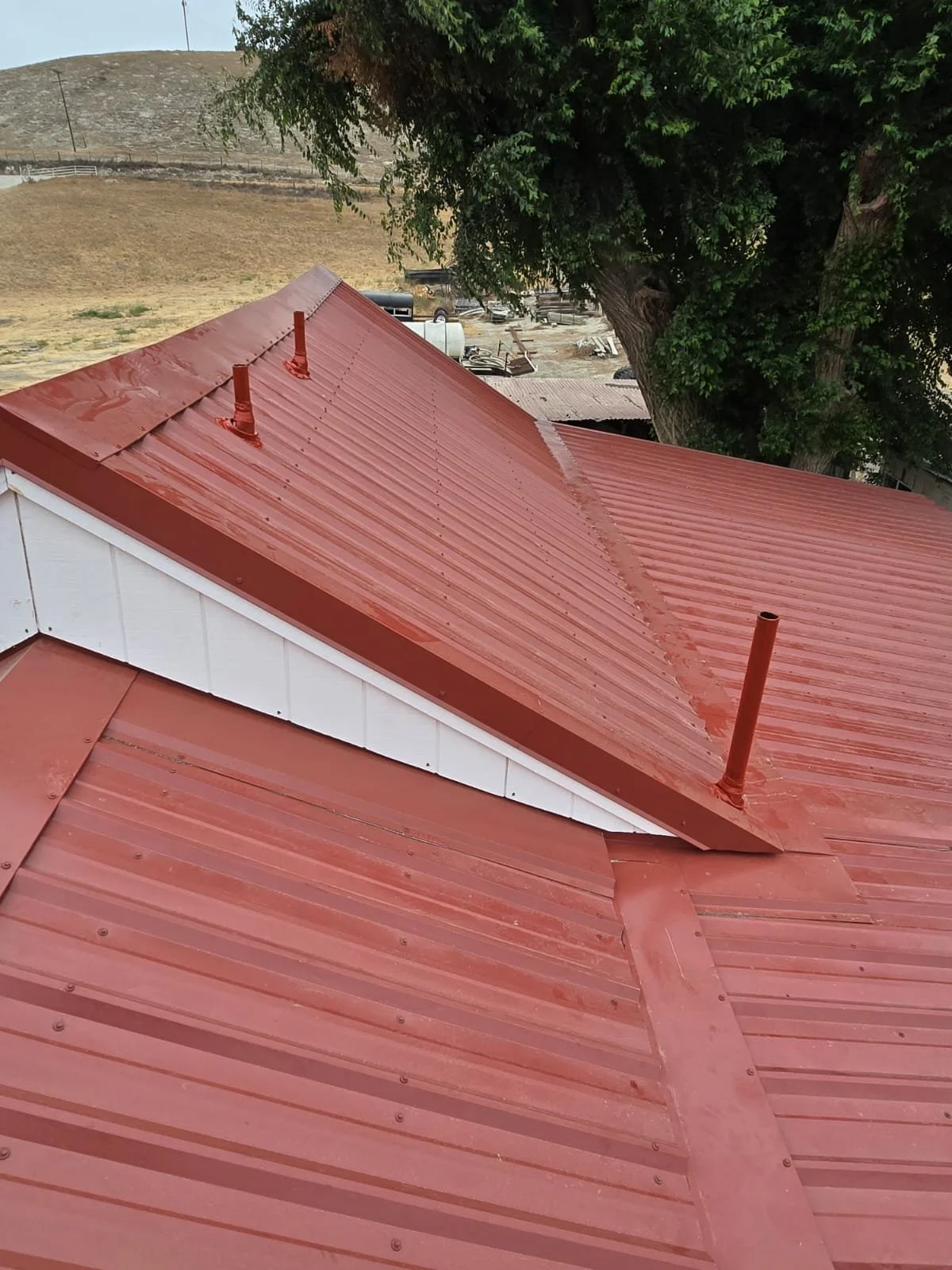 Sunrise over a partially frozen lake in a mountainous forested area with snow-covered trees and rocks.