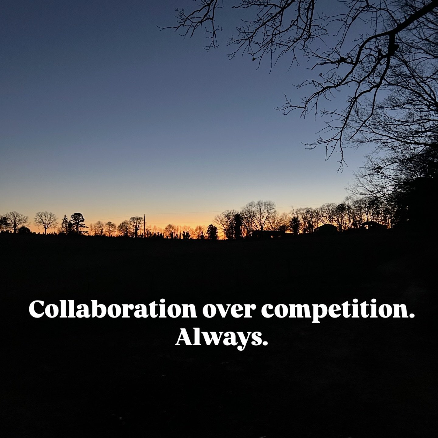 Collaboration > competition.

Always.

Not one way, the only way we move forward.