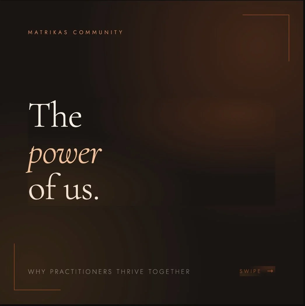 The power of us.

Why do practitioners thrive together? Because 73% of solo practitioners report professional isolation. The work of holding space for others is extraordinary. But without community, even the most skilled practitioners quietly burnout