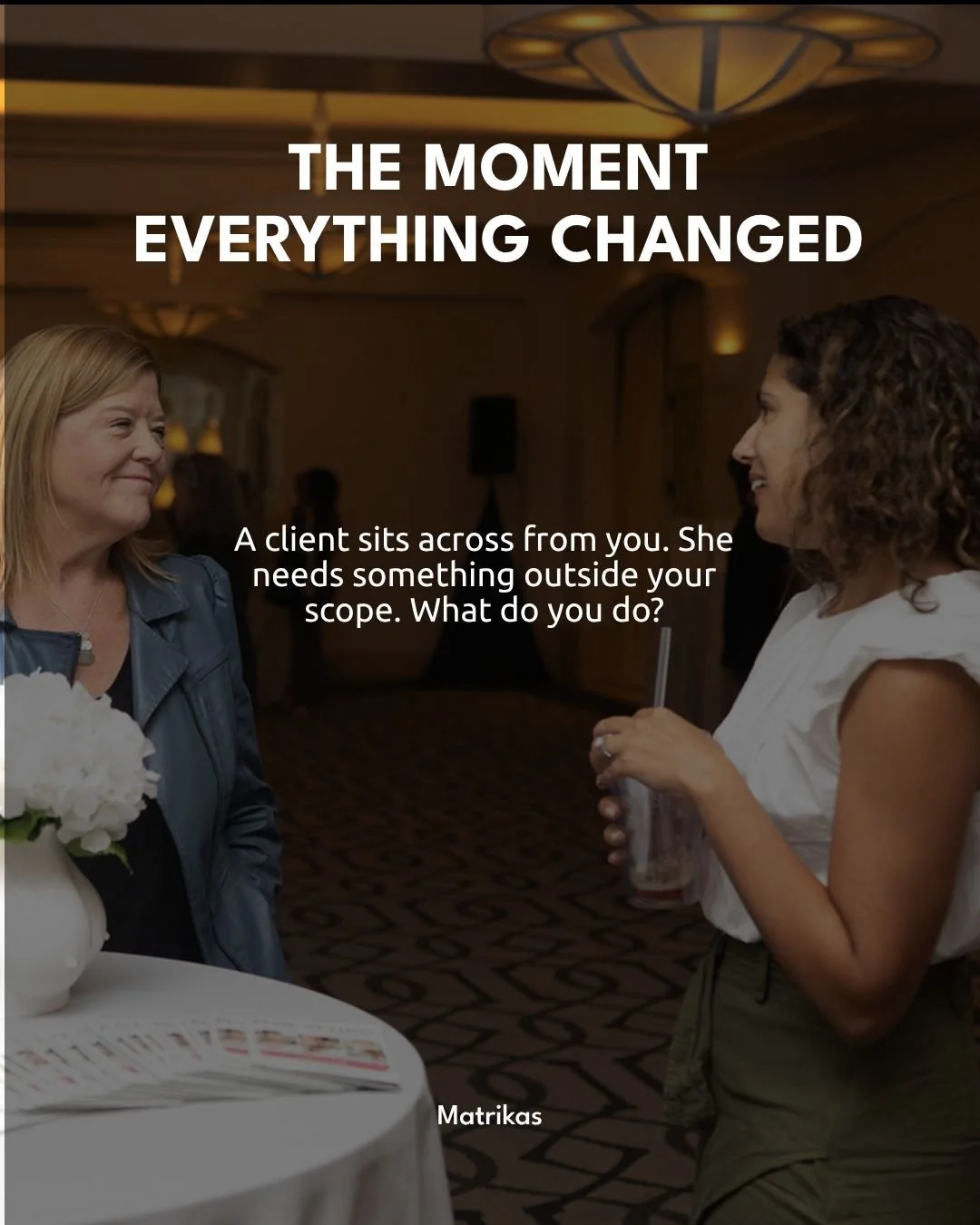 When did you realize you couldn't do it alone?

Twenty years in, I was still making cold calls to people I barely knew-hoping they'd pick up, praying they'd understand what my client needed. Every referral felt like a shot in the dark.

Then I asked 