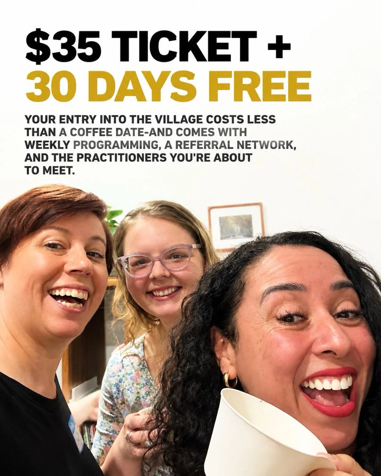 That&rsquo;s right, if you get your ticket to Build Your Village before October 1st you&rsquo;ll get your ticket for $35 PLUS 30 complimentary days of membership. 

October 1st pricing goes up to $45 and we have limited space so grab your ticket now!