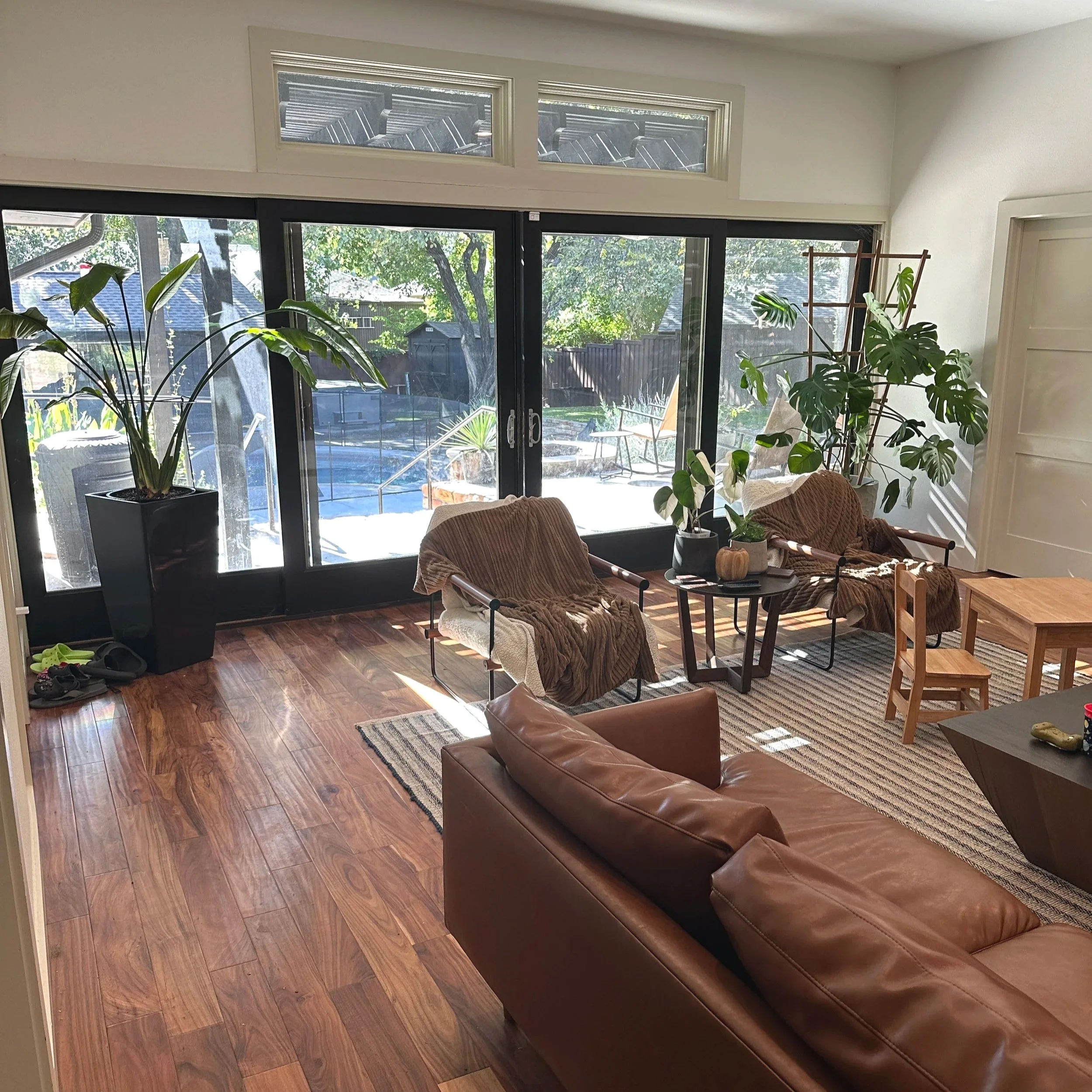 Interior plant styling for a Coppell, Texas home with an established plant collection