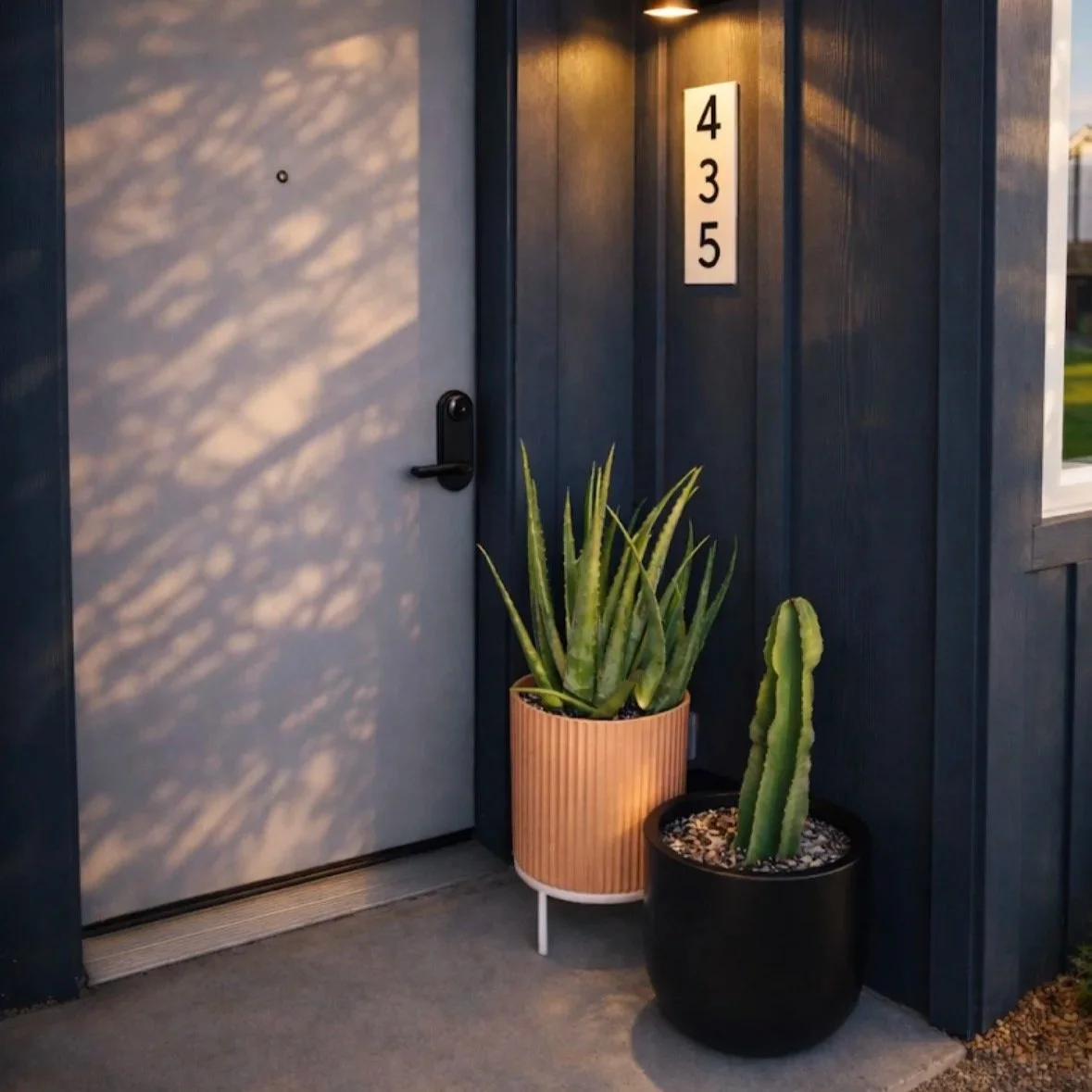Exterior plant styling at Hotel Soma featuring curated planters and drought-tolerant plants in a modern Fort Worth setting