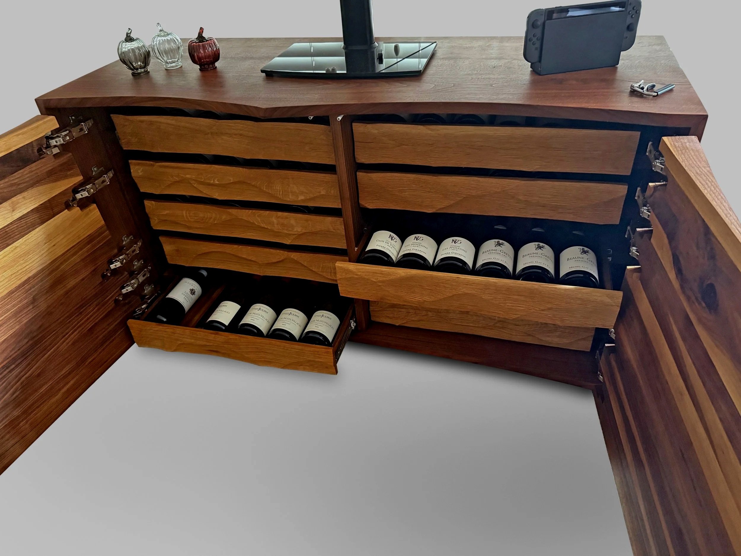Wine Drawers with Sculpted White Oak Fronts