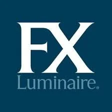 FX Luminaire logo with large 'FX' and smaller 'Luminaire' below it, on a dark blue background