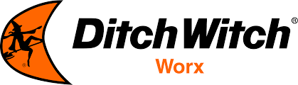 Logo of Ditch Witch with an orange and black color scheme, featuring a silhouette of a person working with machinery, and the words 'Ditch Witch' in bold black letters and 'Worx' in orange.