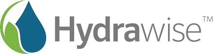 Hydrawise logo featuring a blue water droplet with a green leaf.