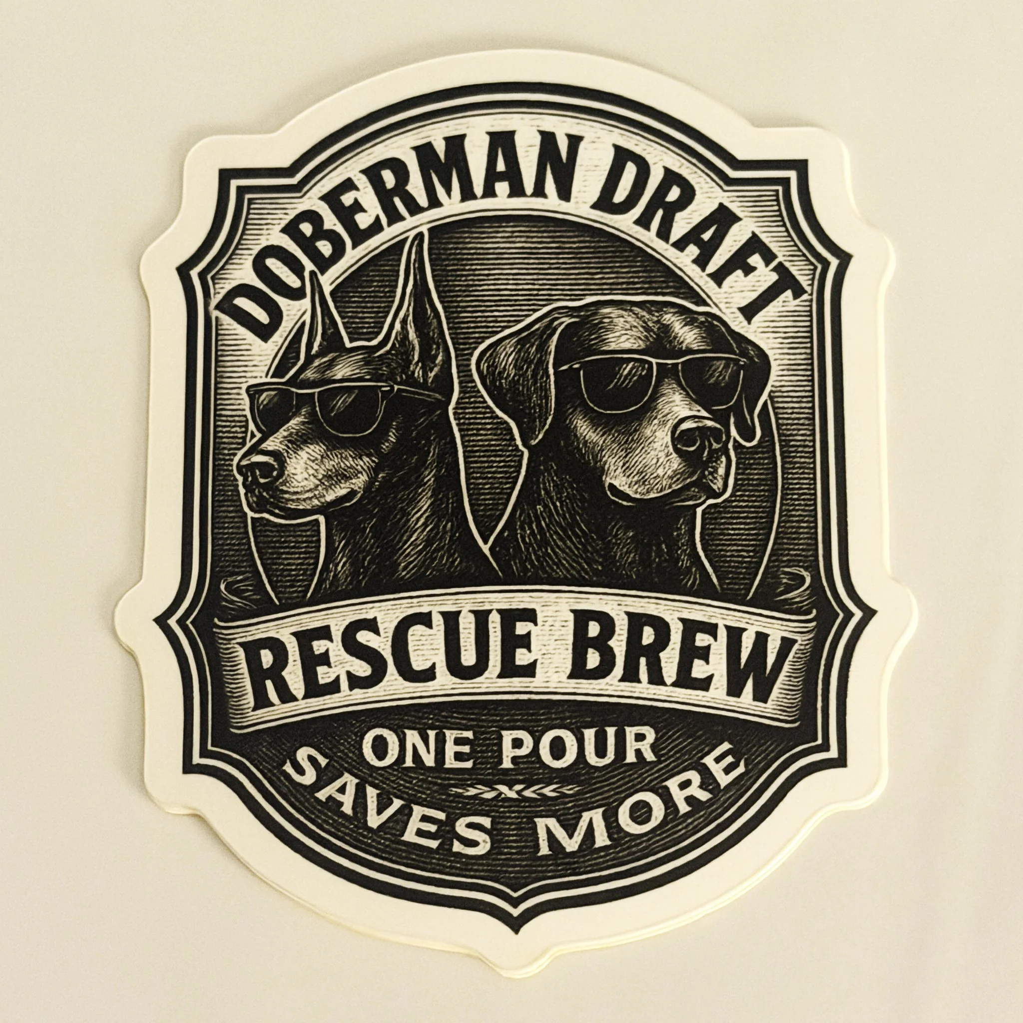 Doberman Draft - Rescue Brew Sticker