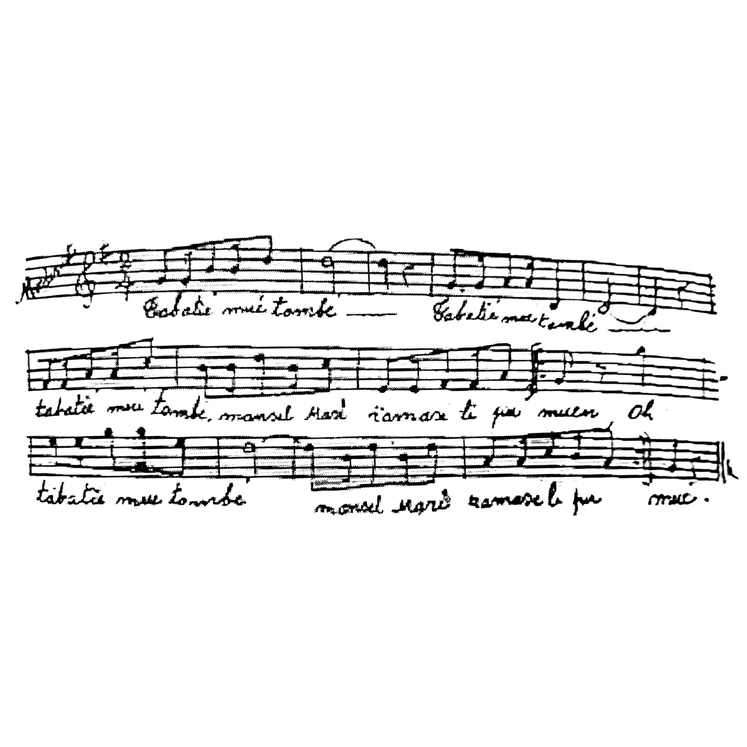 "Tabatié mué tombé." Earlu nineteenth-century danza transcribed in Emilio Bacardí y Moreau, "Crónicas de Santiago de Cuba," Tomo II (1909; Madrid: Gráficas Breogán, 1972).