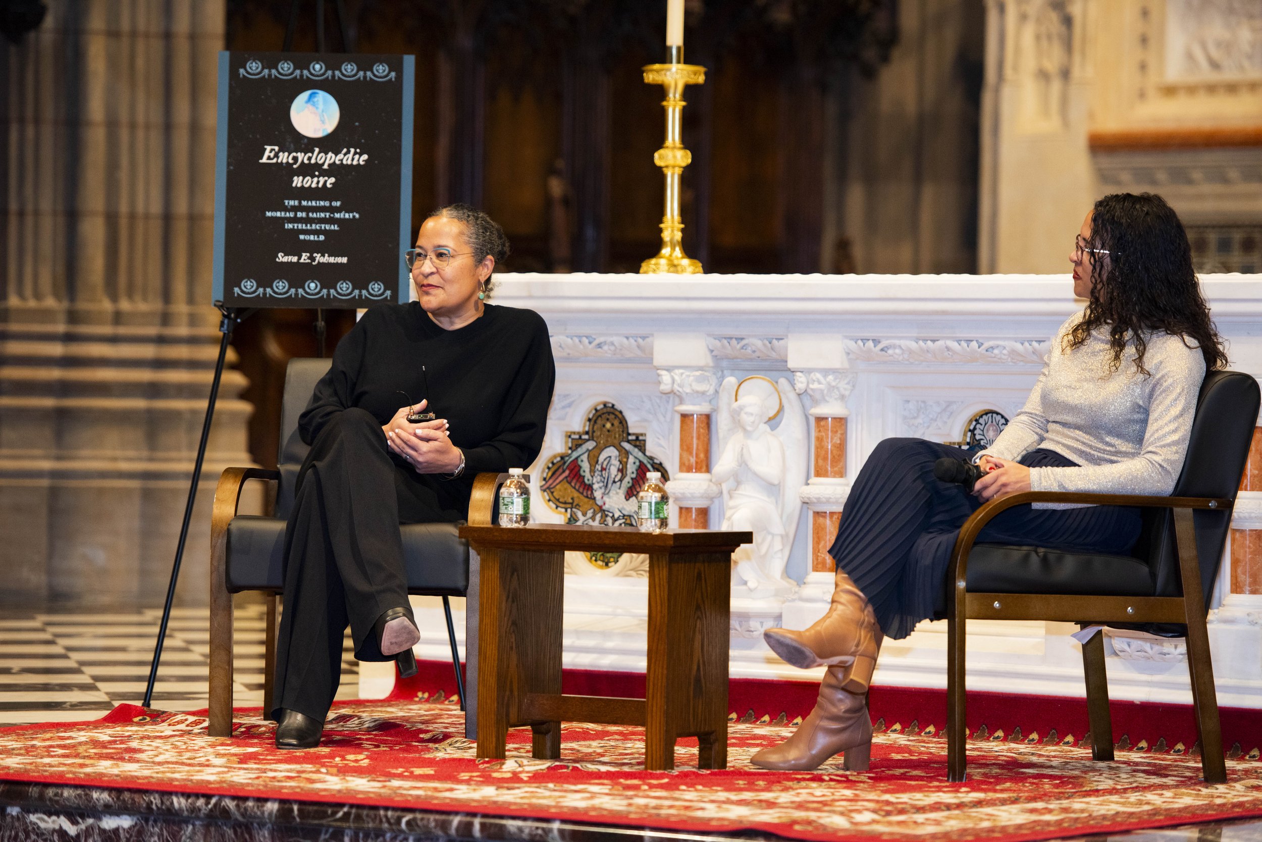 Sara E. Johnson in conversation with Marlene L. Daut, author of "Awakening the Ashes: An Intellectual History of the Haitian Revolution," during the reception for the co-winners of the 2024 Fredrick Douglass Book Prize award. 

Photo credit: Reuben K