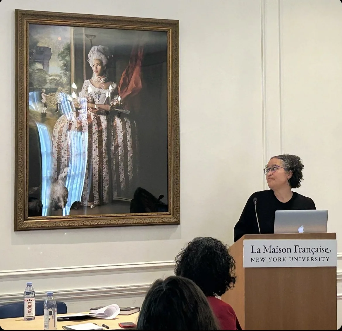 Talk at La Maison Française, New York University. Artwork by Fabiola Jean-Louis.  