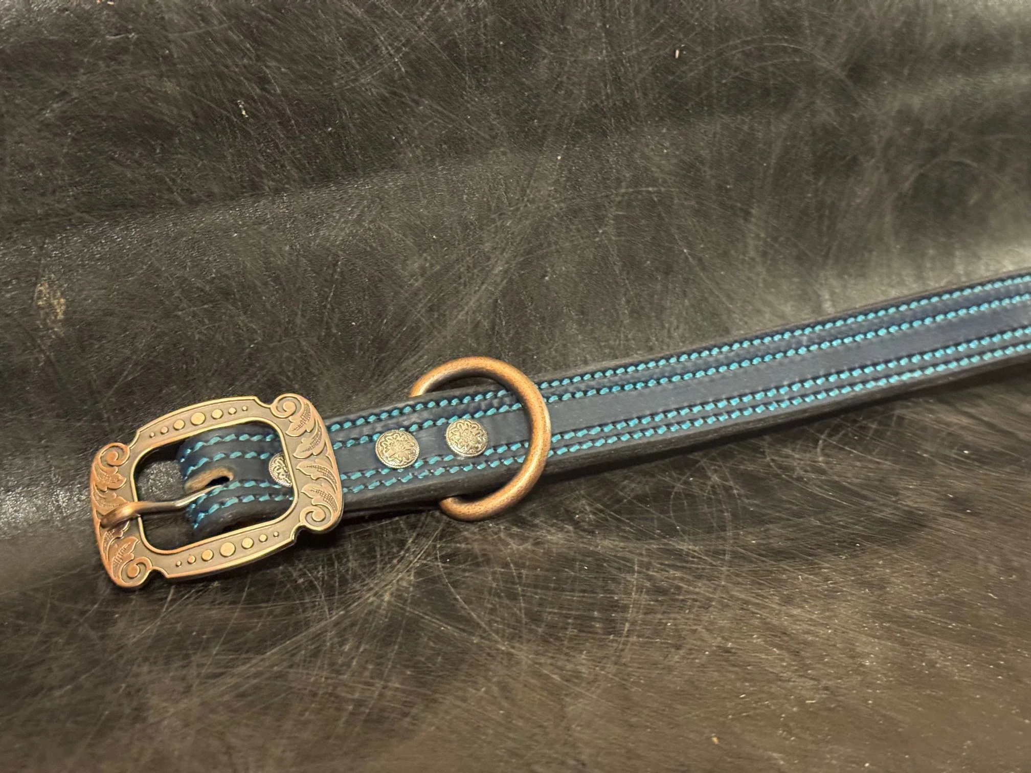 Royal Blue Custom Leather Dog Collar