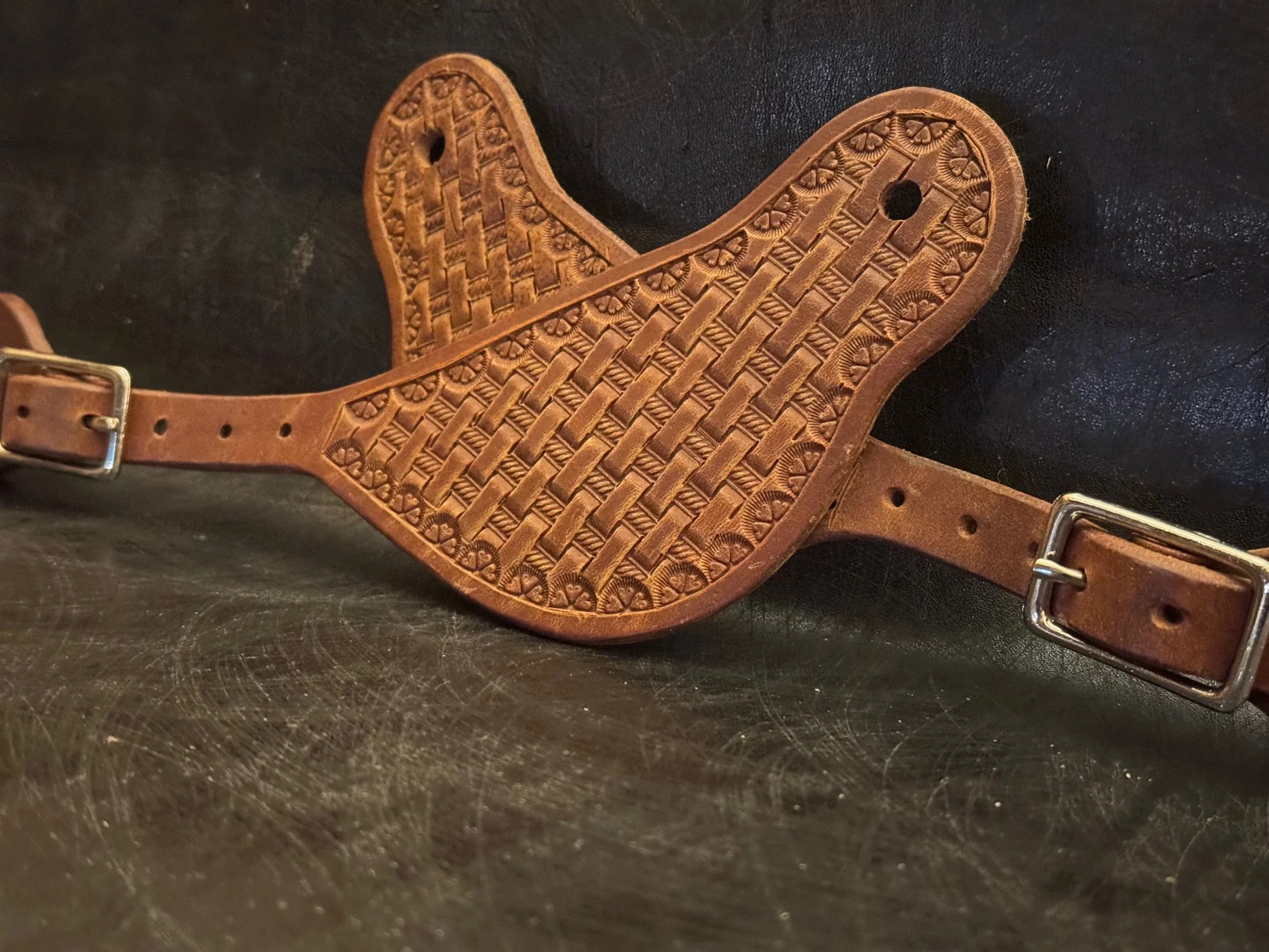 Basket Stamp Leather Spur Straps