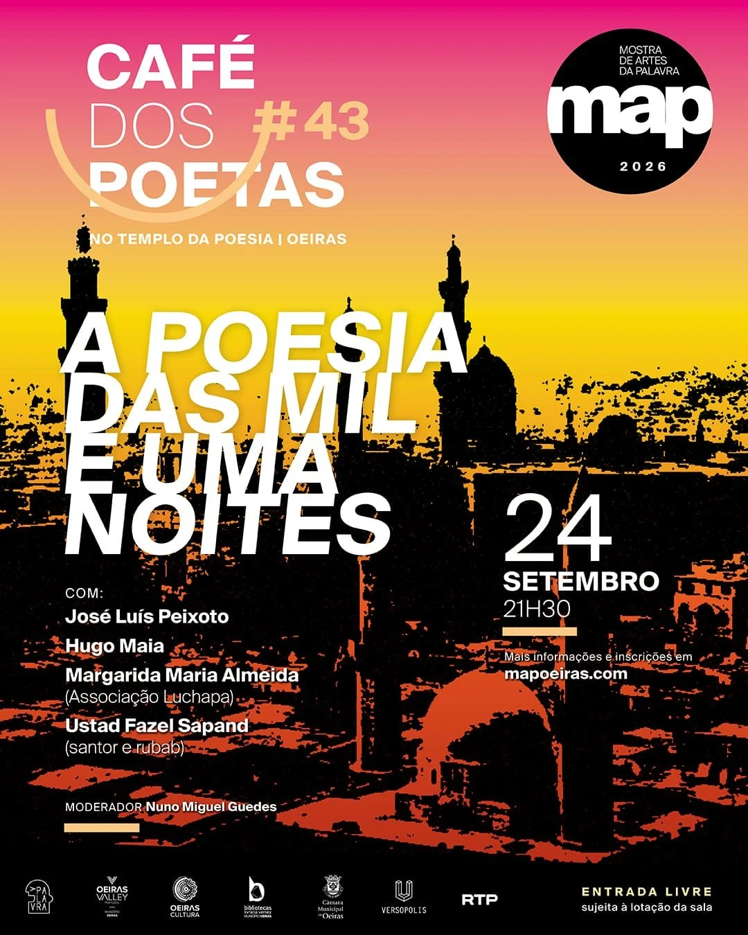 Café dos Poetas #43 "A Poesia das Mil e Uma Noites" com José Luis Peixoto, Hugo Maia, Margarida Maria Almeida, Ustad Fazel Sapand