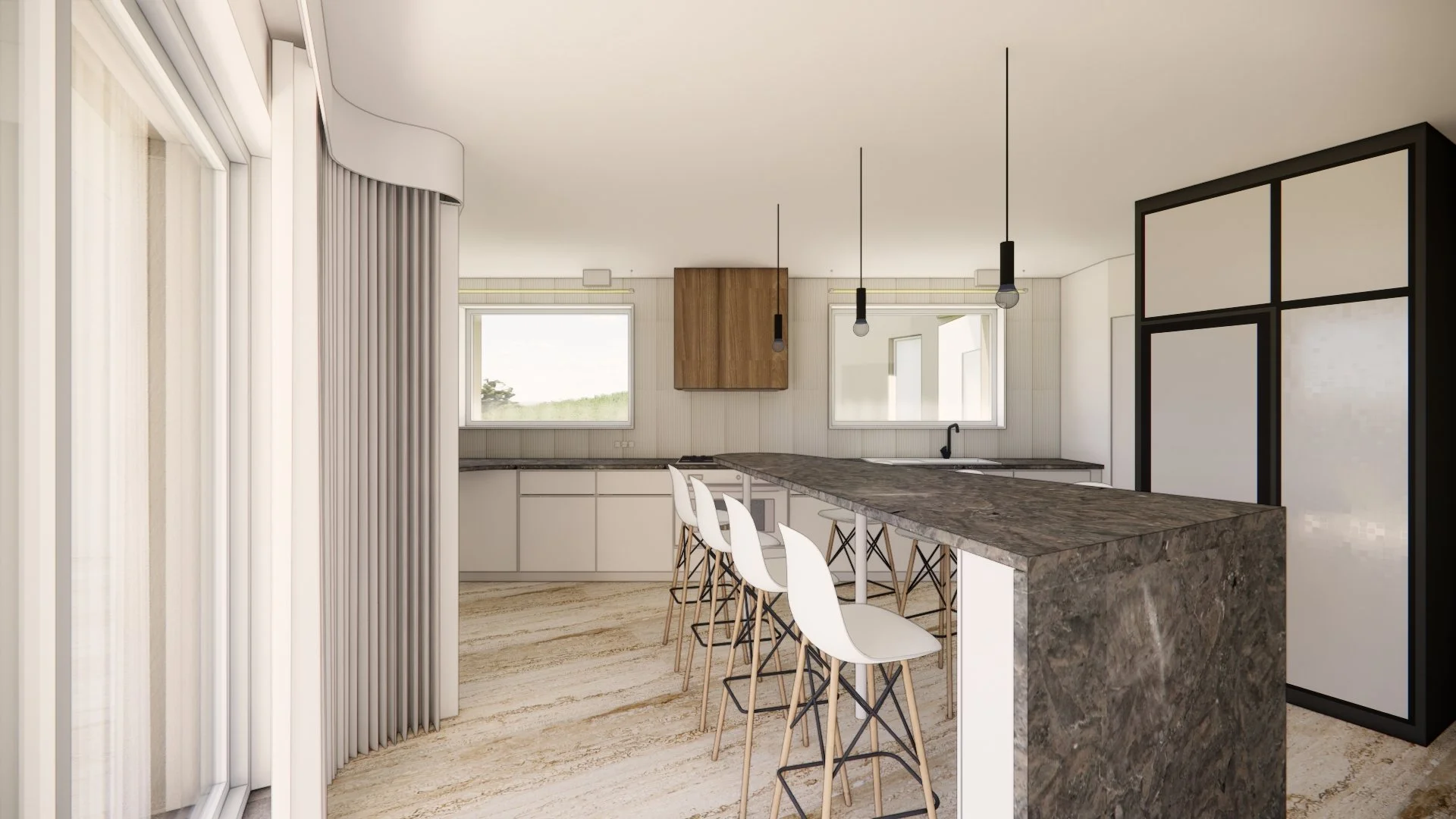 Aménagement d'une cuisine et d'un cellier