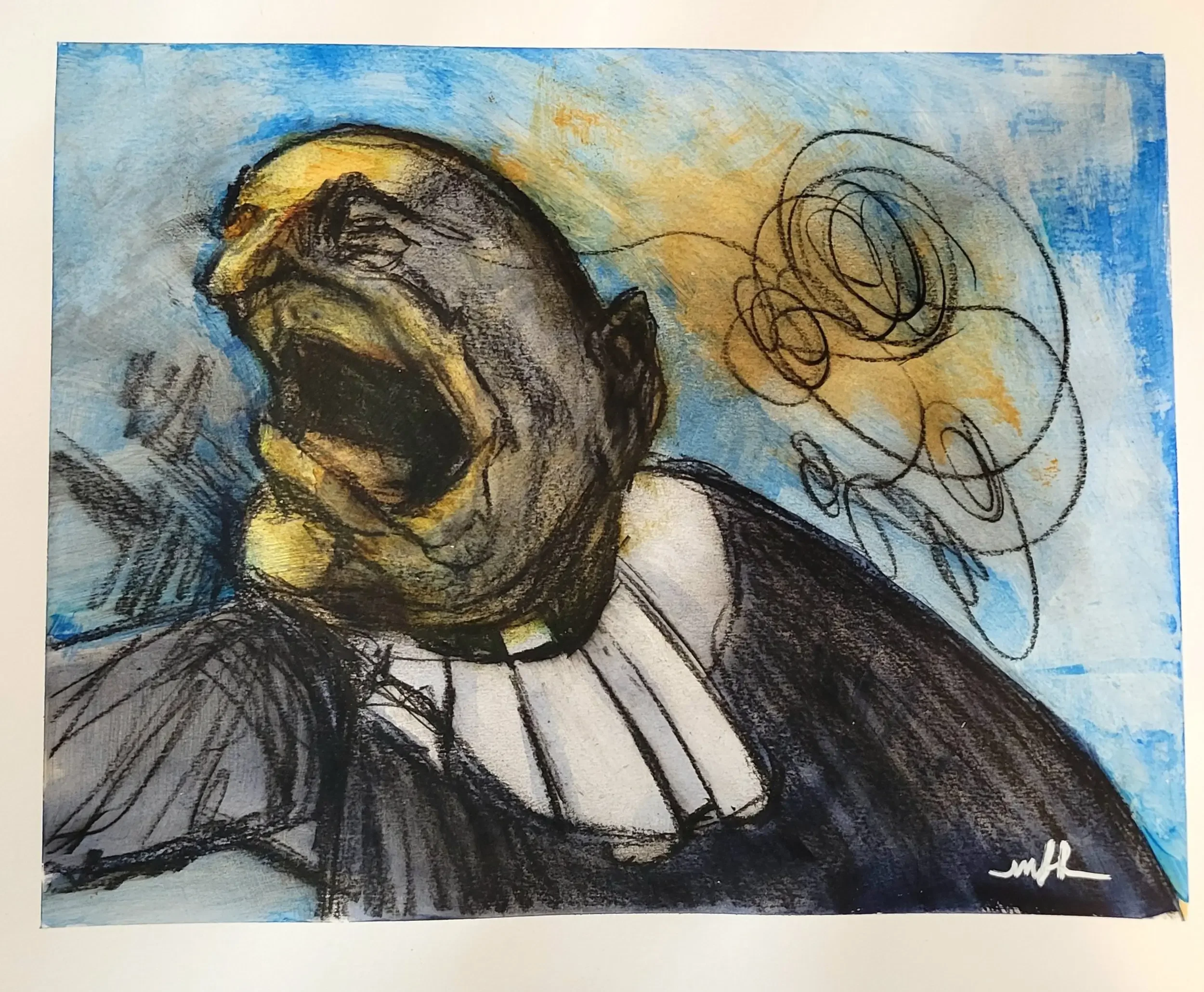 9x12 inch Charcoal and Acrylic on Paper